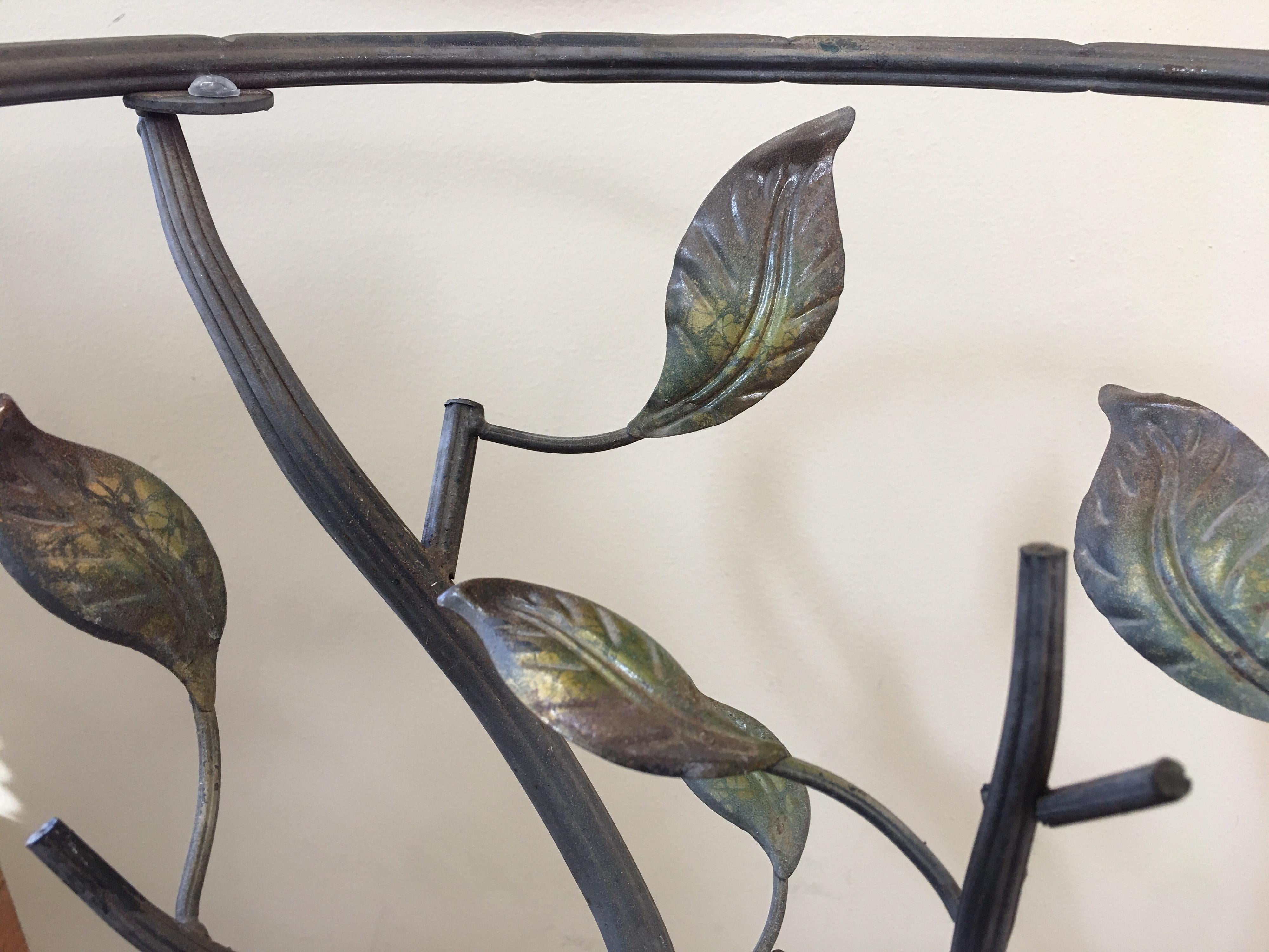 Sculptural Faux Bois Metal and Glass Round Drinks Side Table 3
