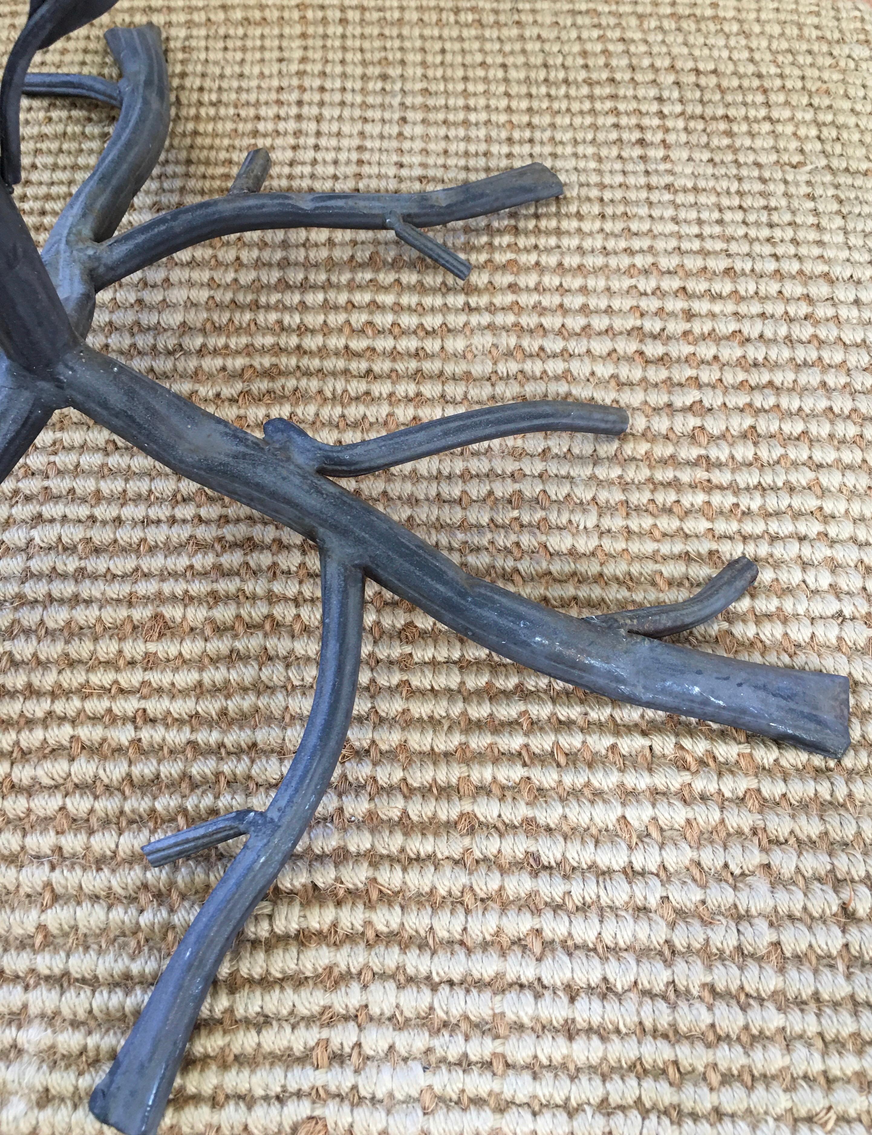 Sculptural Faux Bois Metal and Glass Round Drinks Side Table 4