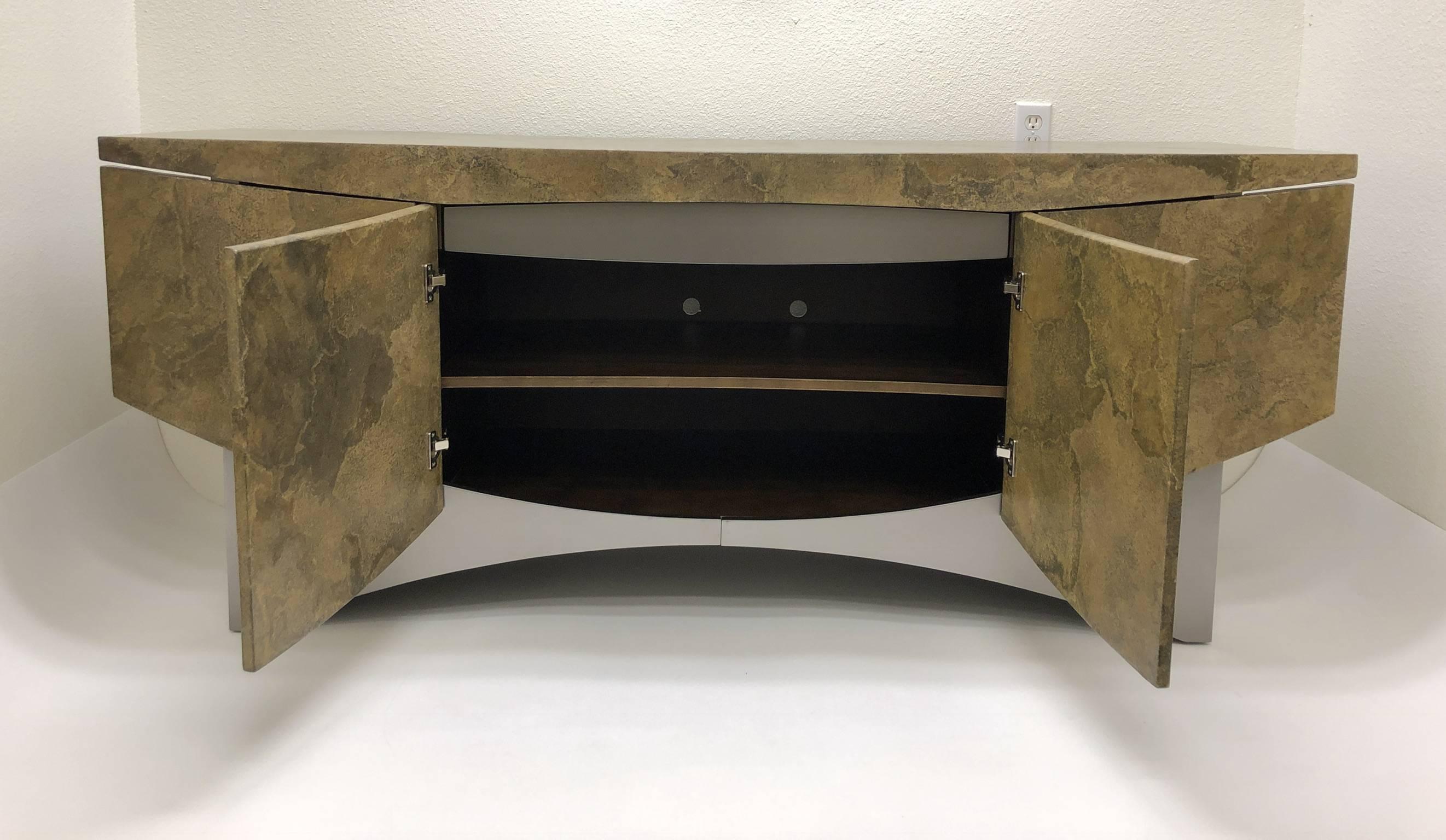 American Sculptural Faux Stone and Lacquer Cabinet by Steve Chase For Sale