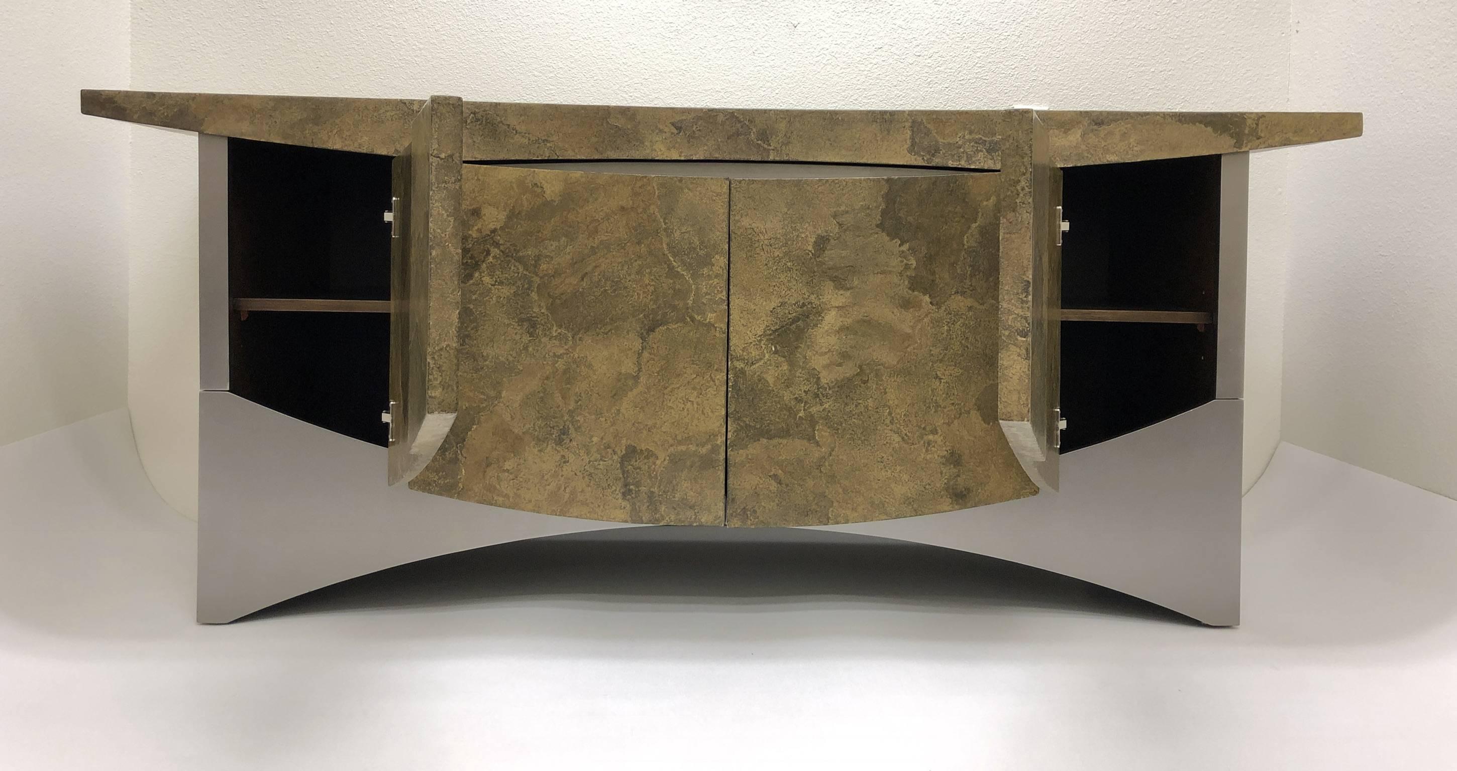 Late 20th Century Sculptural Faux Stone and Lacquer Cabinet by Steve Chase For Sale