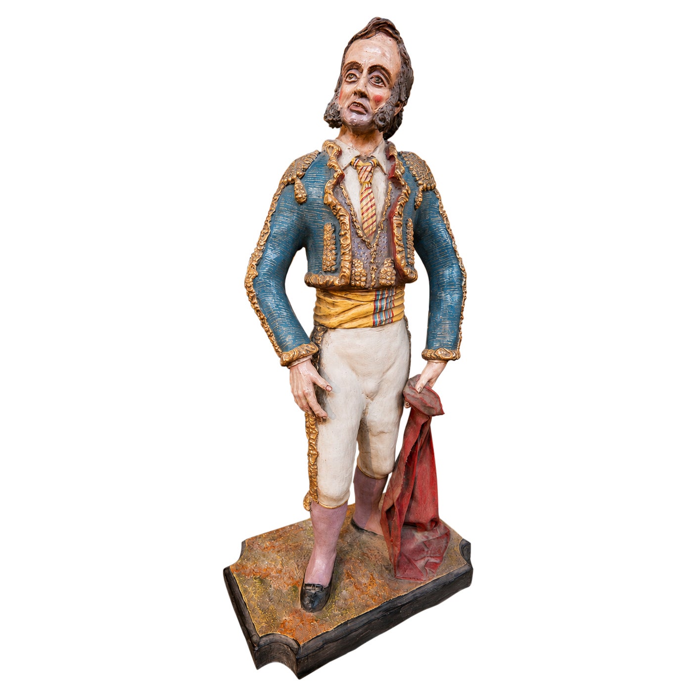 Sculptural Figure of a Knight in Polychrome Period Costume For Sale