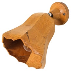 Sculptural Finnish Pine Wood Wall Lamp, 1970s