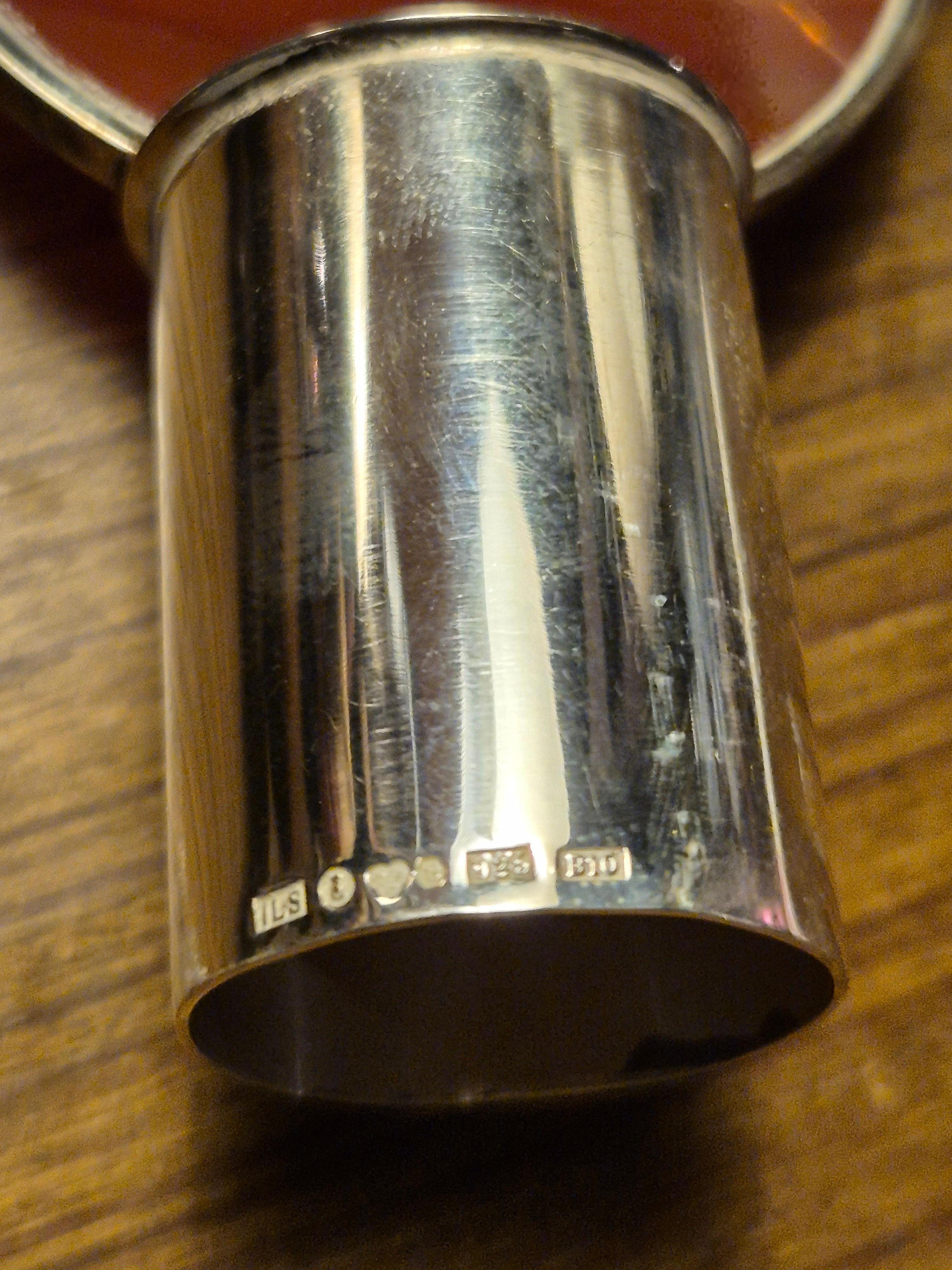 Mid-20th Century Sculptural flask in solid silver with agate by Inga Lagervall, Swedish 1952. For Sale