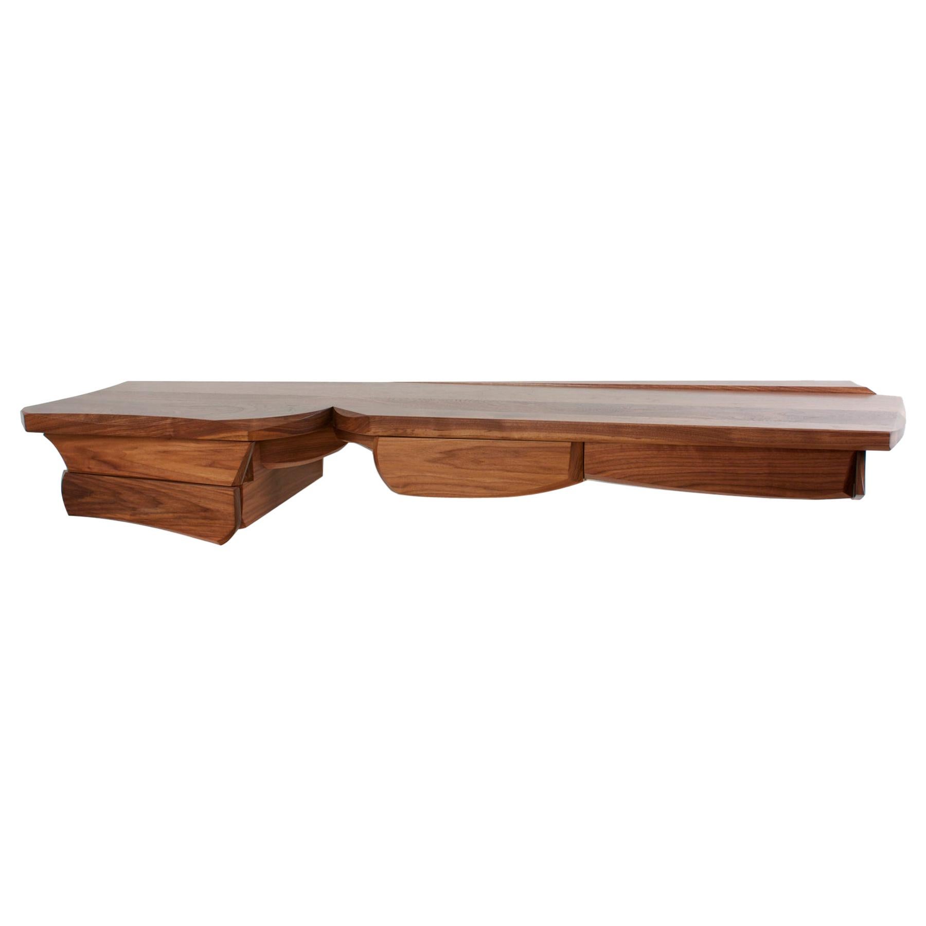 Sculptural Floating Console with Four Drawers by Nico Yektai For Sale