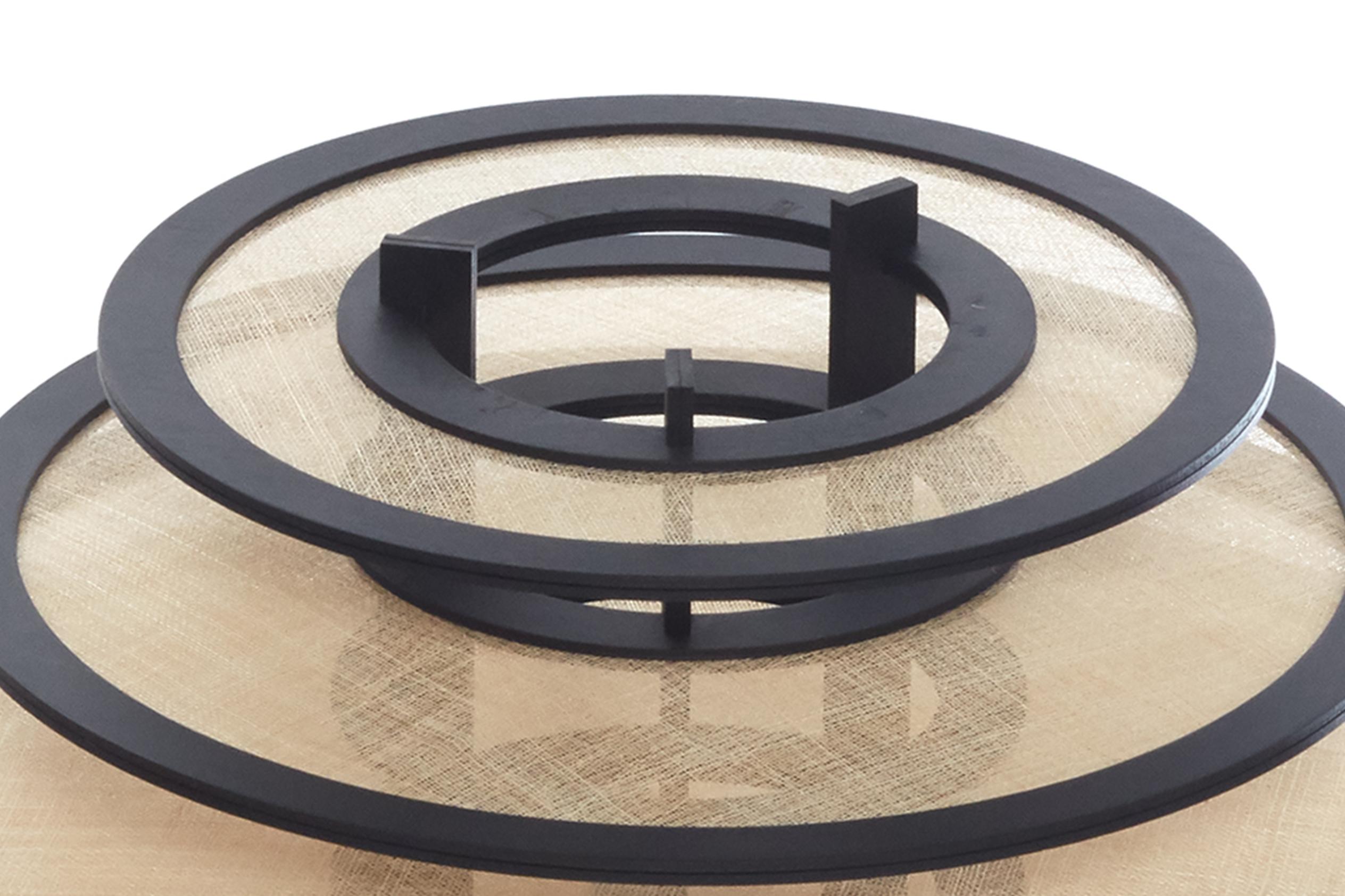 Lampada da terra scultorea 'Dialogue' - Realizzata a mano in rafia naturale e Wood massiccio in vendita 1