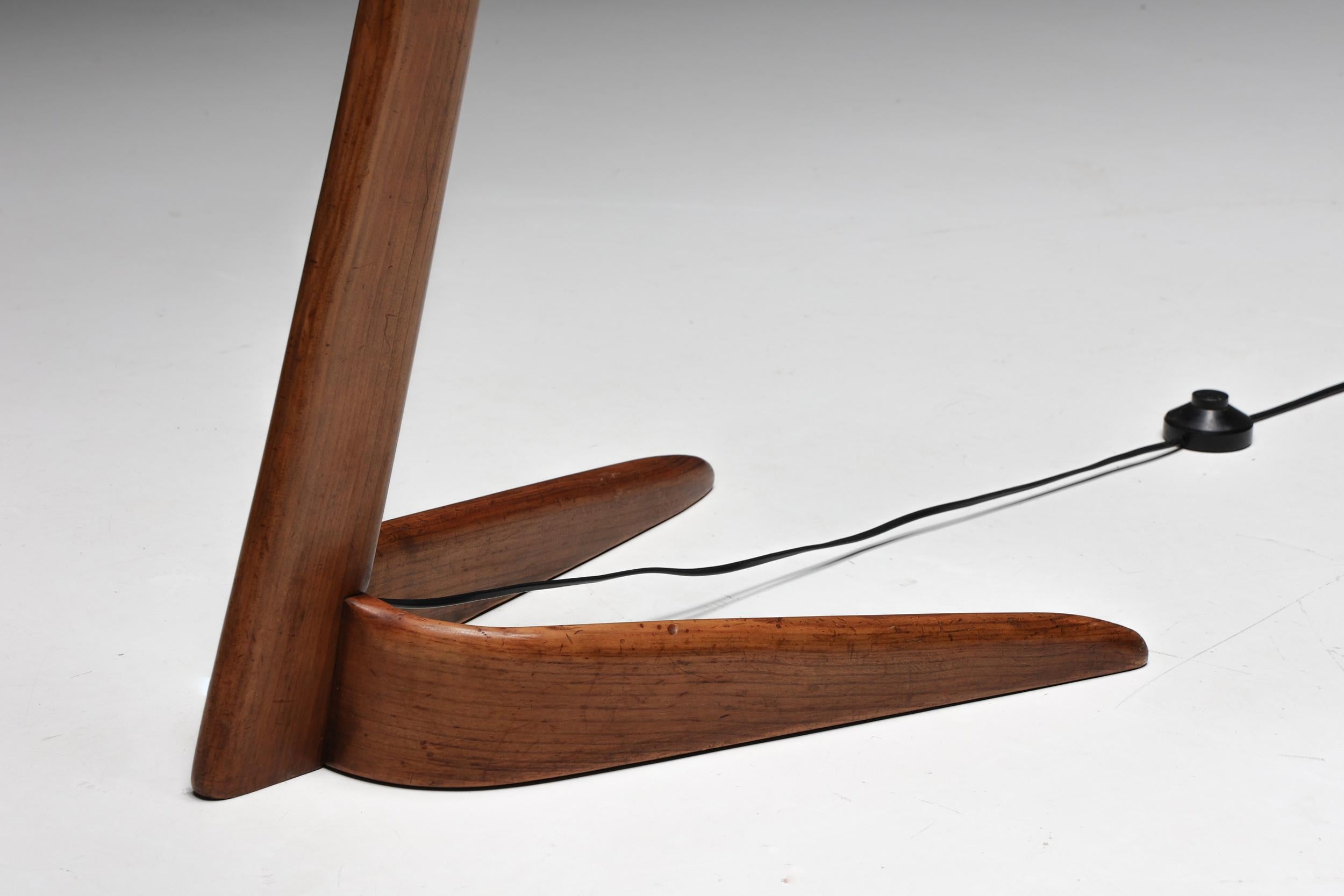 Sculptural Floor Lamp in Bent Birch Wood & Teak, 1960s 3