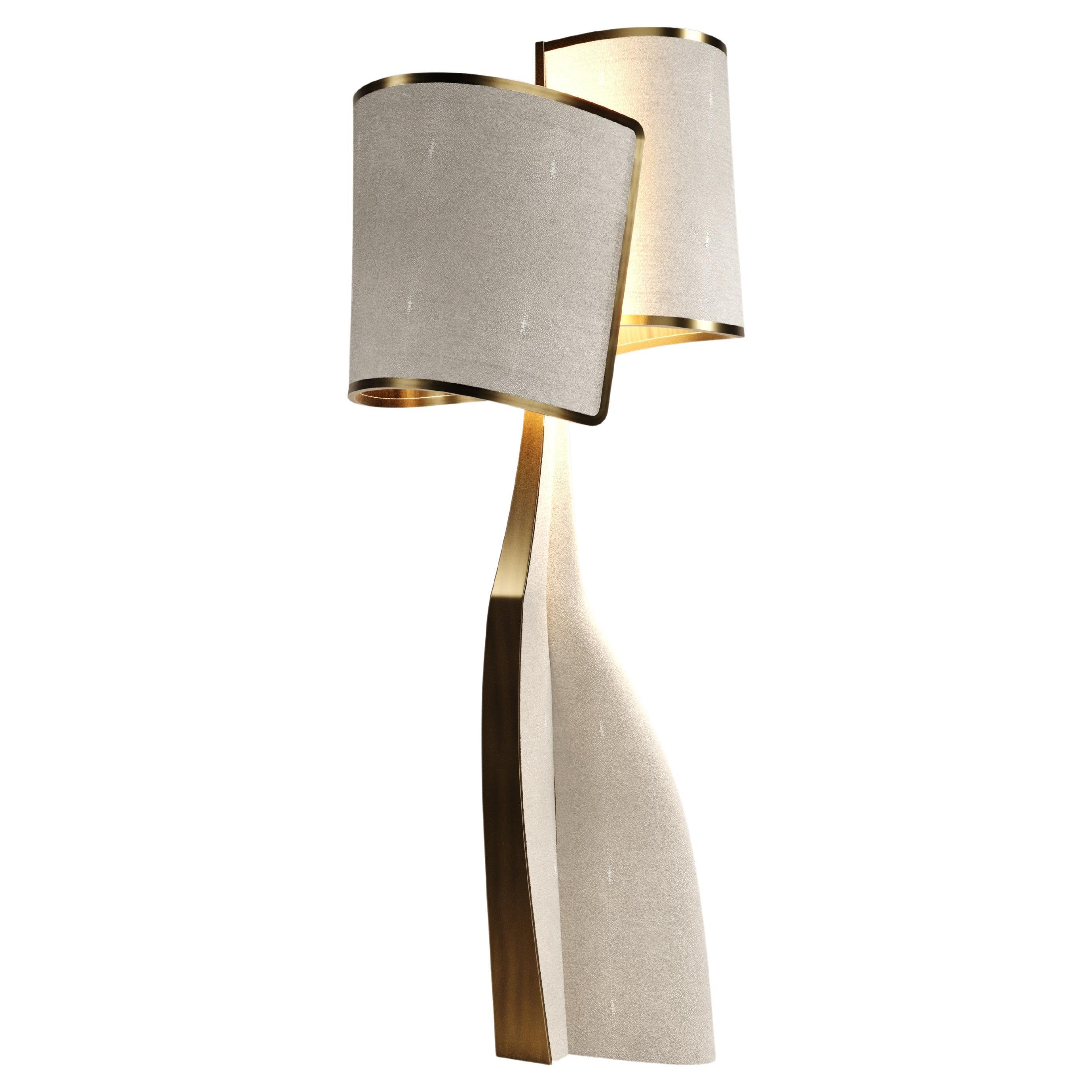 Sculptural Floor Lamp in Shagreen Inlay and Bronze-Patina Brass by Kifu Paris For Sale