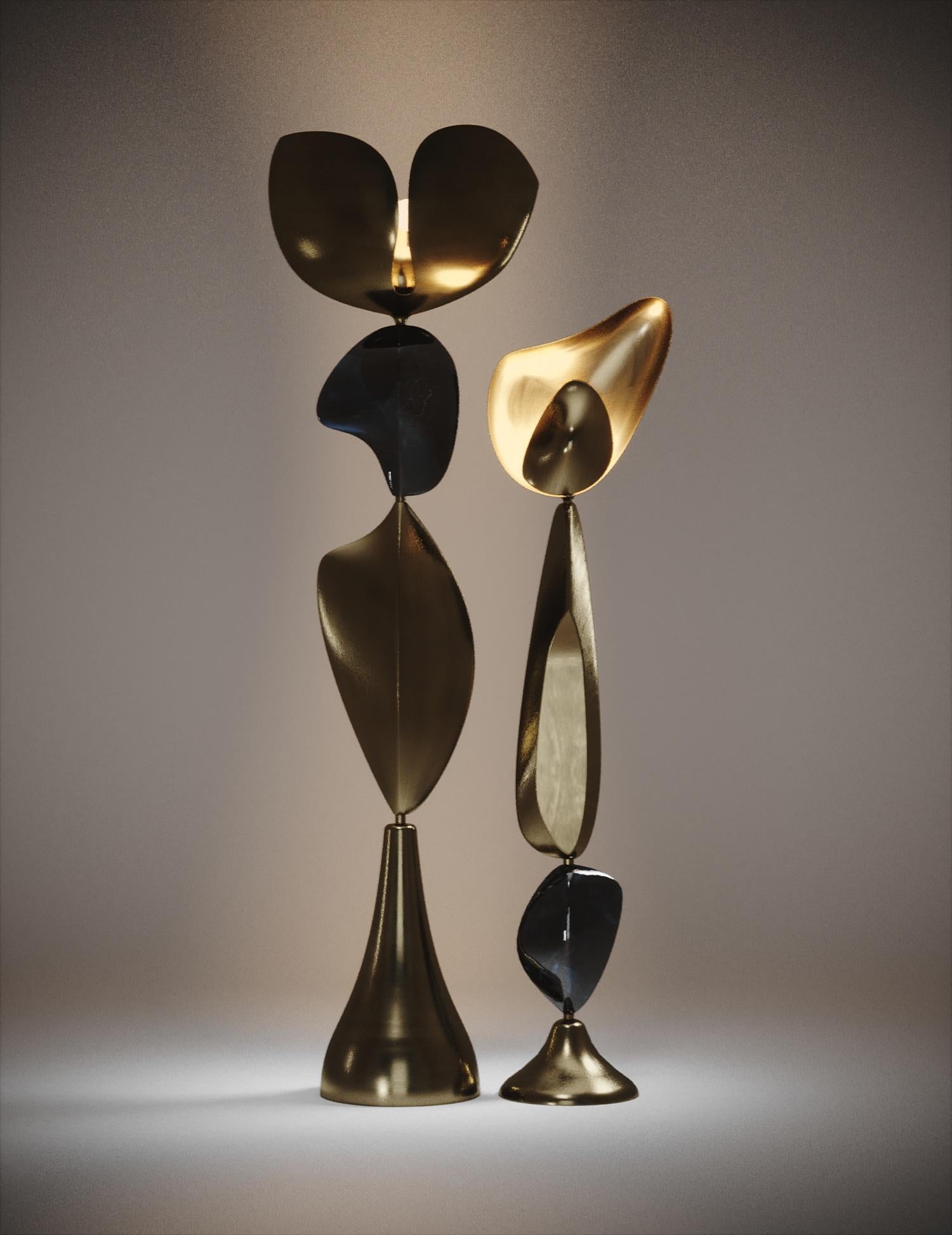 Lampadaire sculptural avec incrustation de laiton bronze-patina et de coquillages par Kifu Paris en vente 4