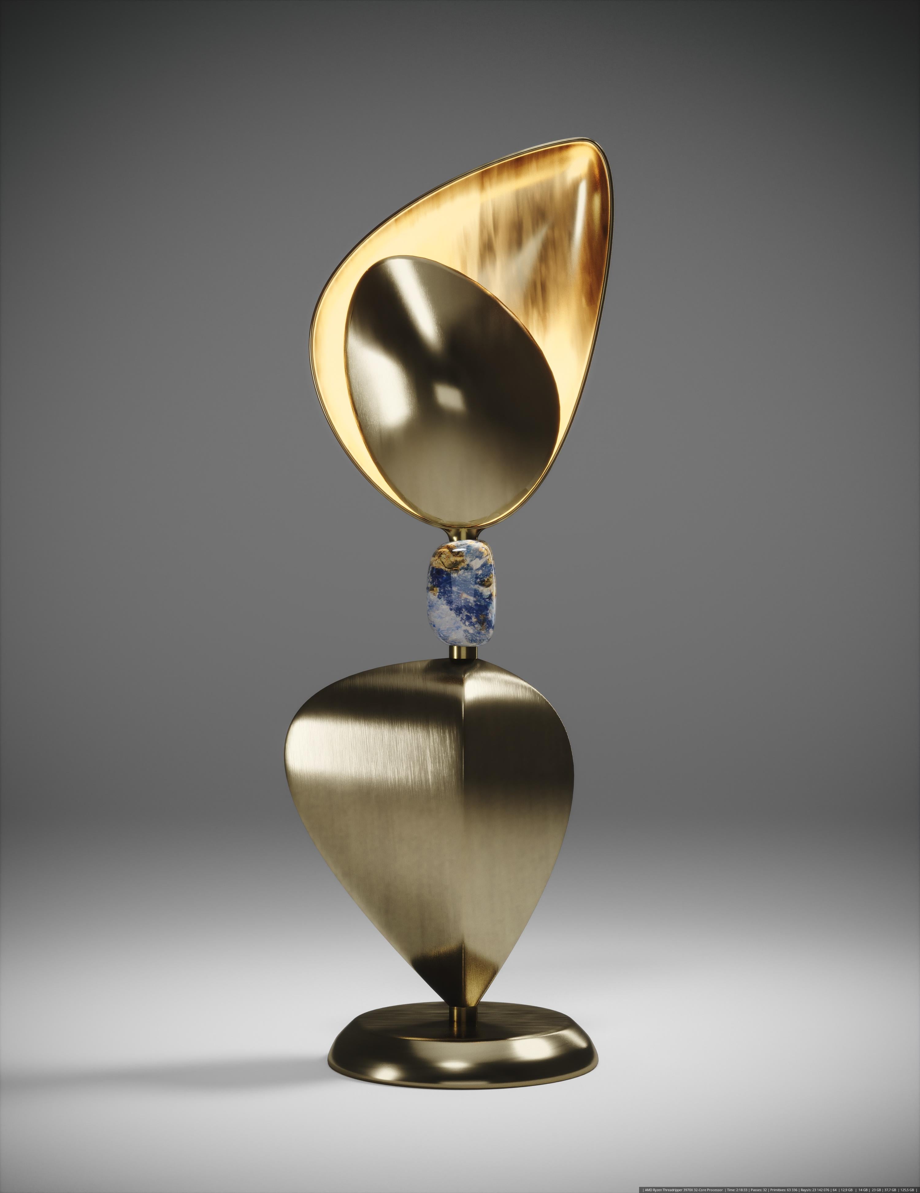 Lampada da terra scultorea con intarsi in ottone bronzato e conchiglia di Kifu Paris in vendita 4