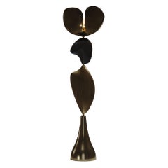 Sculptural Floor Lamp with Bronze-Patina Brass and Shell Inlay by Kifu Paris