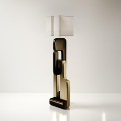 Sculptural Floor Lamp with Bronze Patina Brass Details by Kifu Paris