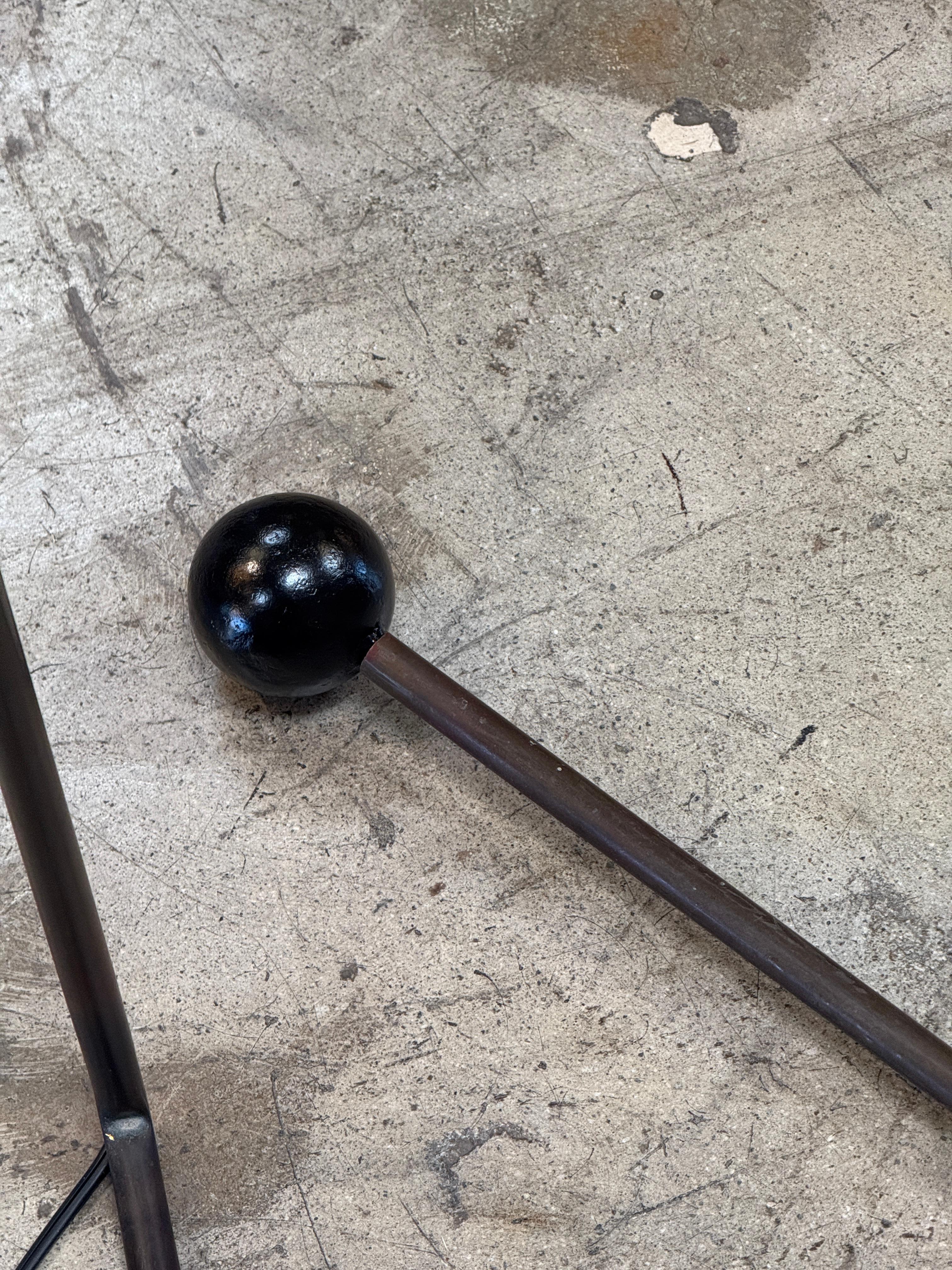 Metal Sculptural Floor Lamp with Curved Base, 1950s For Sale