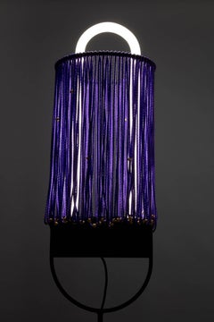 Sculptural Floor Lamp with Pearl and Neon Purple Contemporary Style