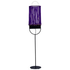 Sculptural Floor Lamp with Pearl and Neon Purple Contemporary Style