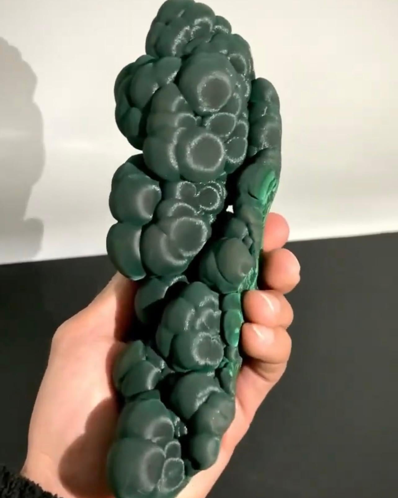 Chinese Sculptural Forest Green Alien Eye Malachite From China For Sale