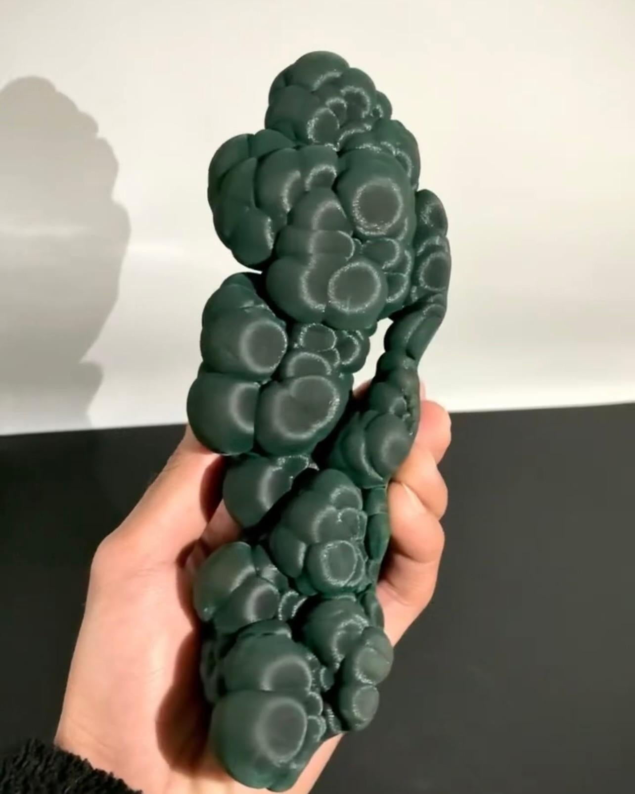Sculptural Forest Green Alien Eye Malachite From China For Sale 1