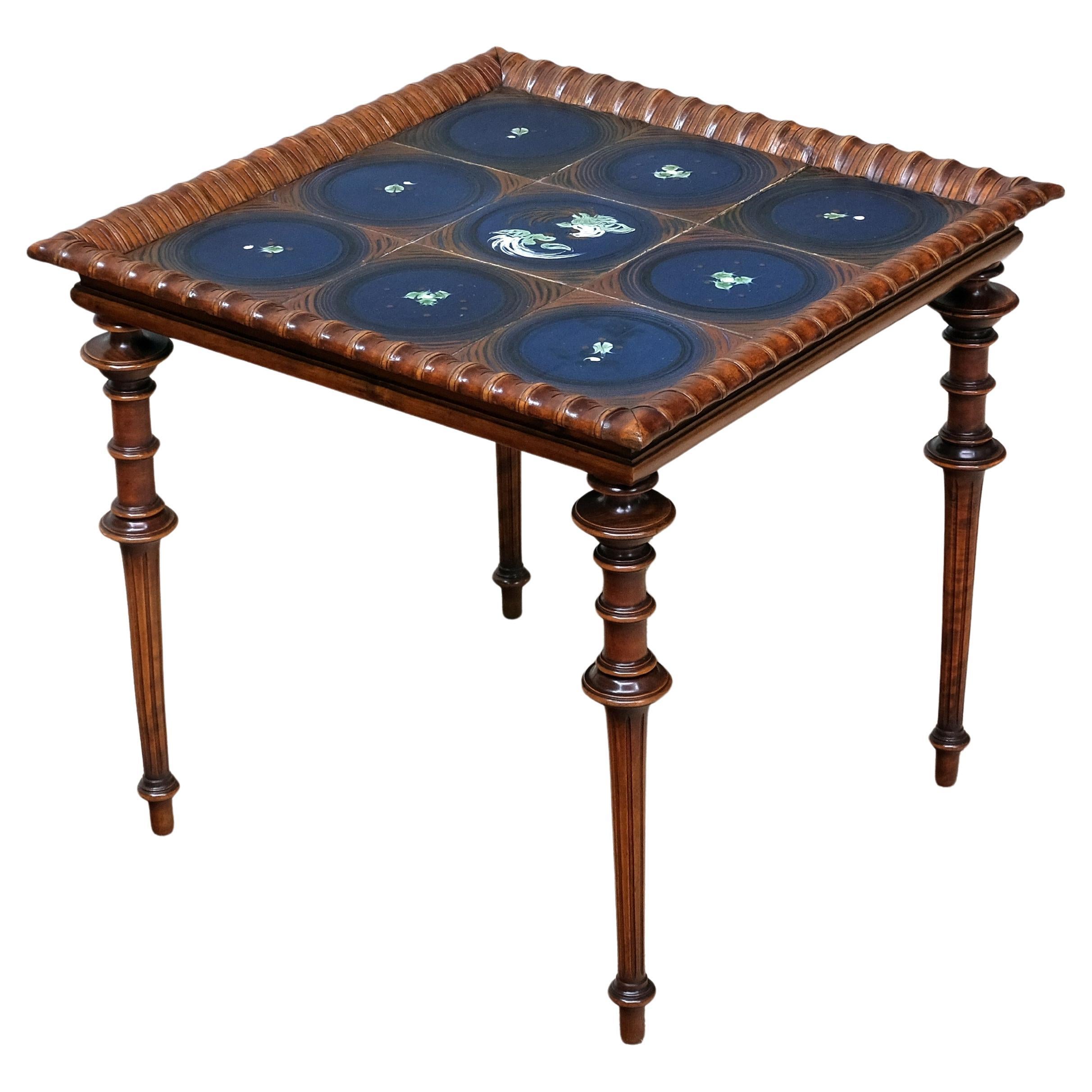 Sculptural Frederik Stærmose Side Table, Hand Decorated Tile Top, Denmark, 1930s For Sale