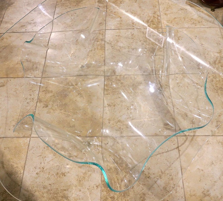Sculptural Free Form Amoeba Shape Glass Coffee Table by Laurel Fyfe
