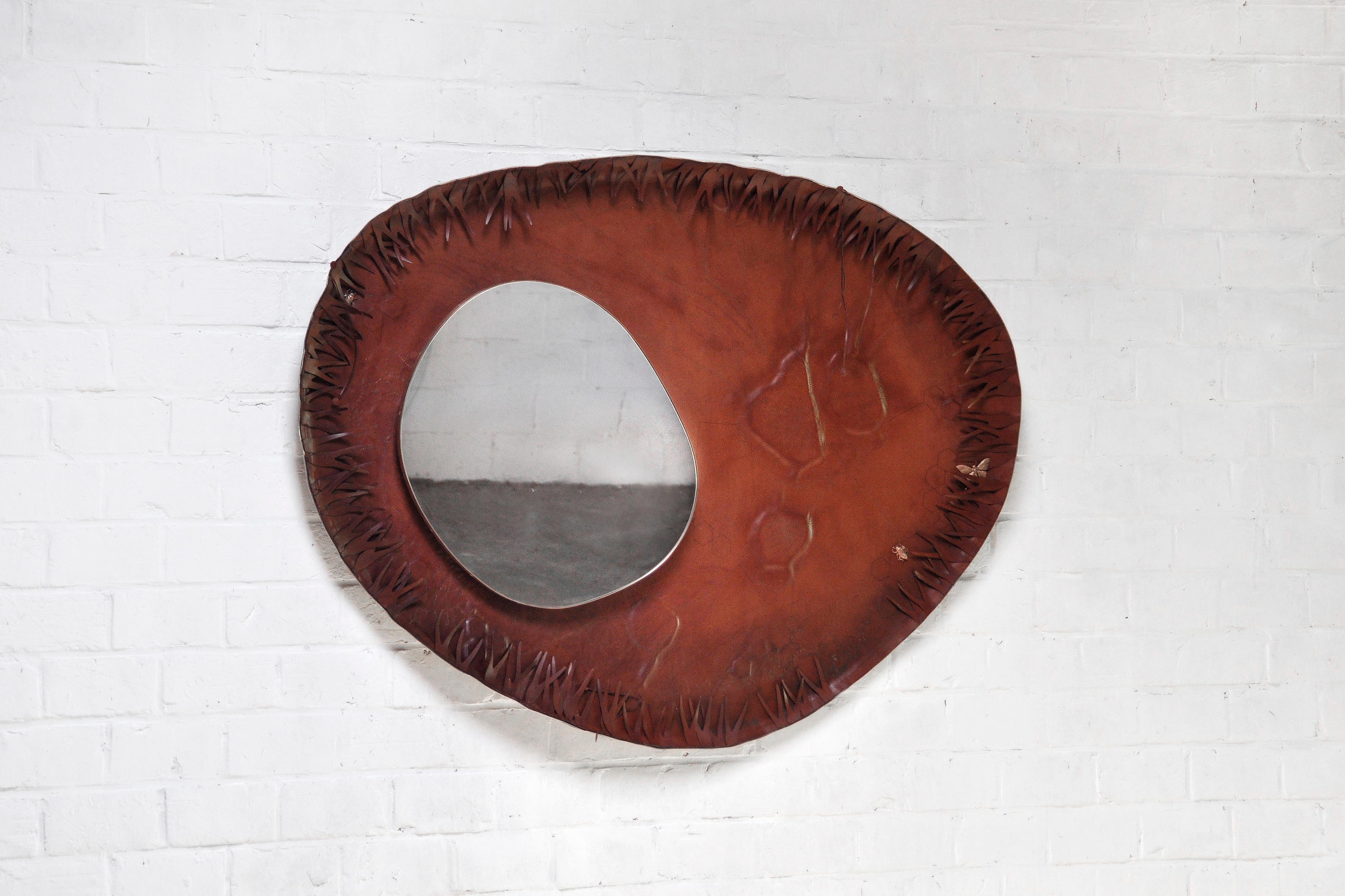 Sculptural Free Form Leather Mirror, France, 1990s For Sale 5