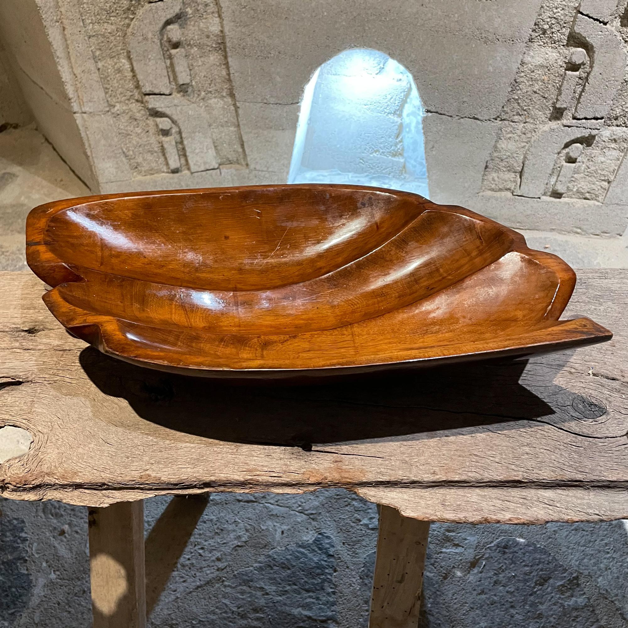 Mid-Century Modern Sculptural Free Form Wood Fruit Bowl Organic Modern from Mexico, 1970s