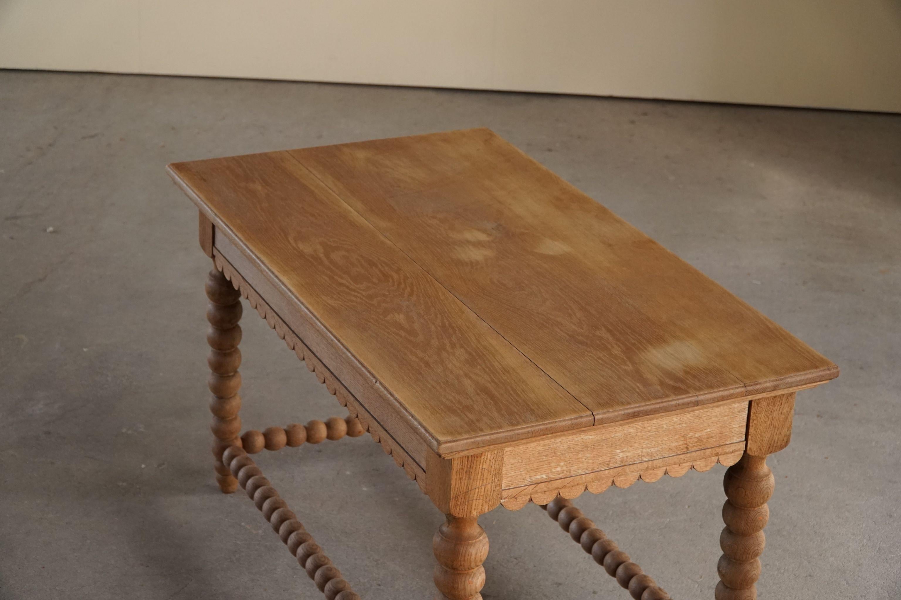 Sculptural French Baroque Style Dining Table / Desk in Solid Oak, 1930s 7