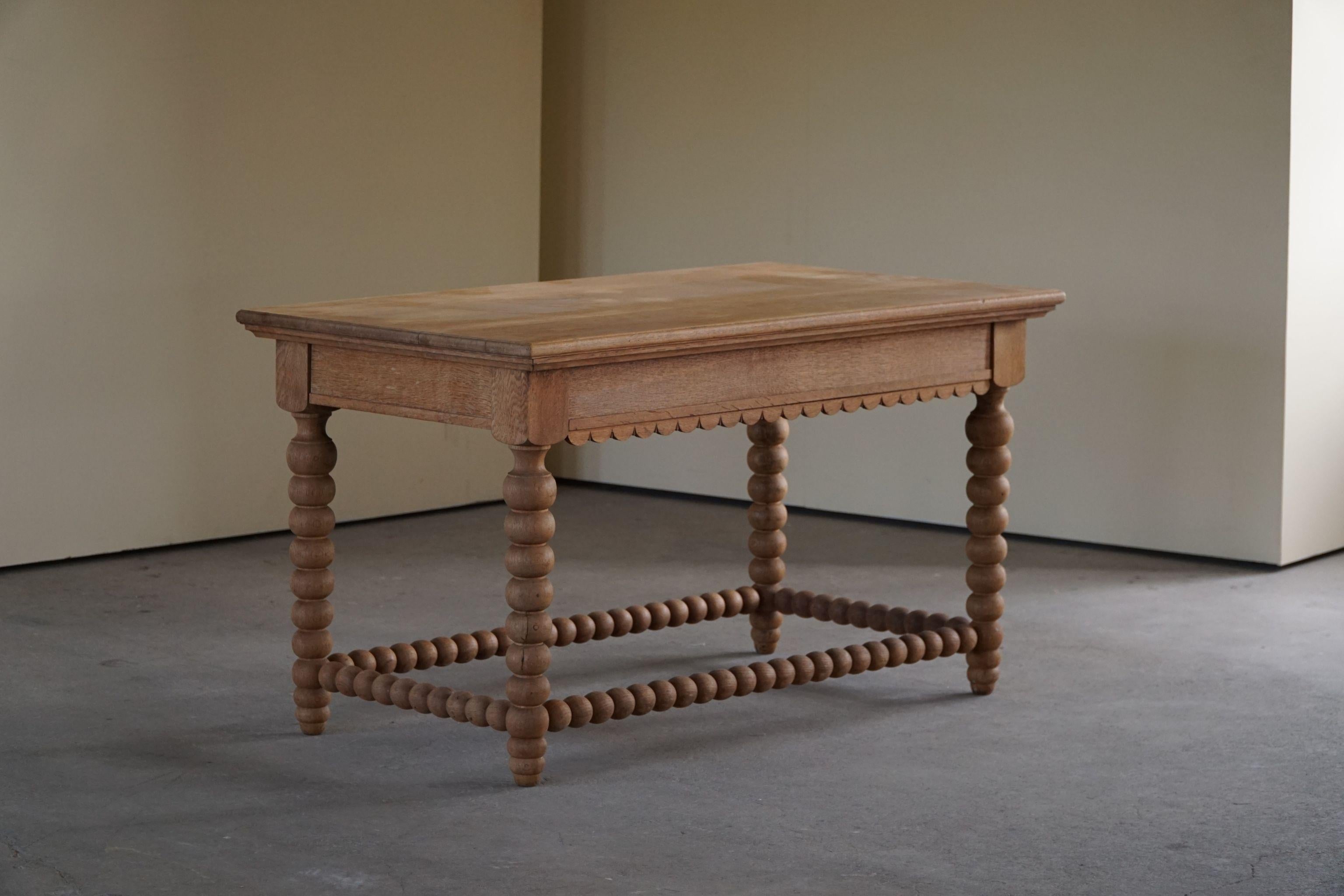 Sculptural French Baroque Style Dining Table / Desk in Solid Oak, 1930s 12