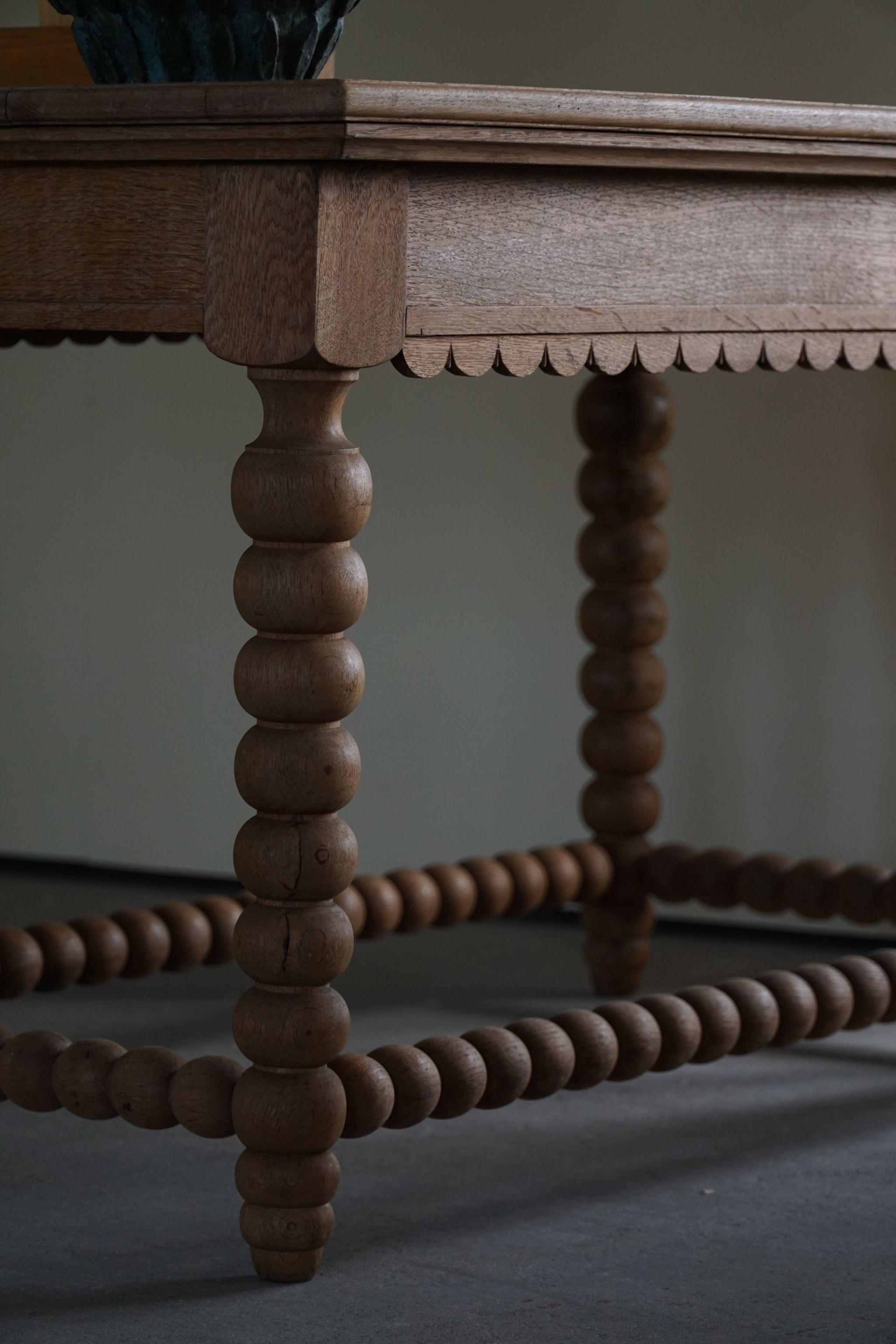 Sculptural French Baroque Style Dining Table / Desk in Solid Oak, 1930s In Good Condition In Odense, DK