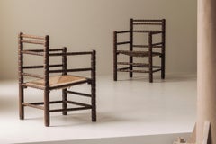 Sculptural French 'Bobbin' armchairs, 1950s