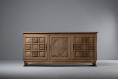 Sculptural French Breton Sideboard in Solid Oak, 1950s
