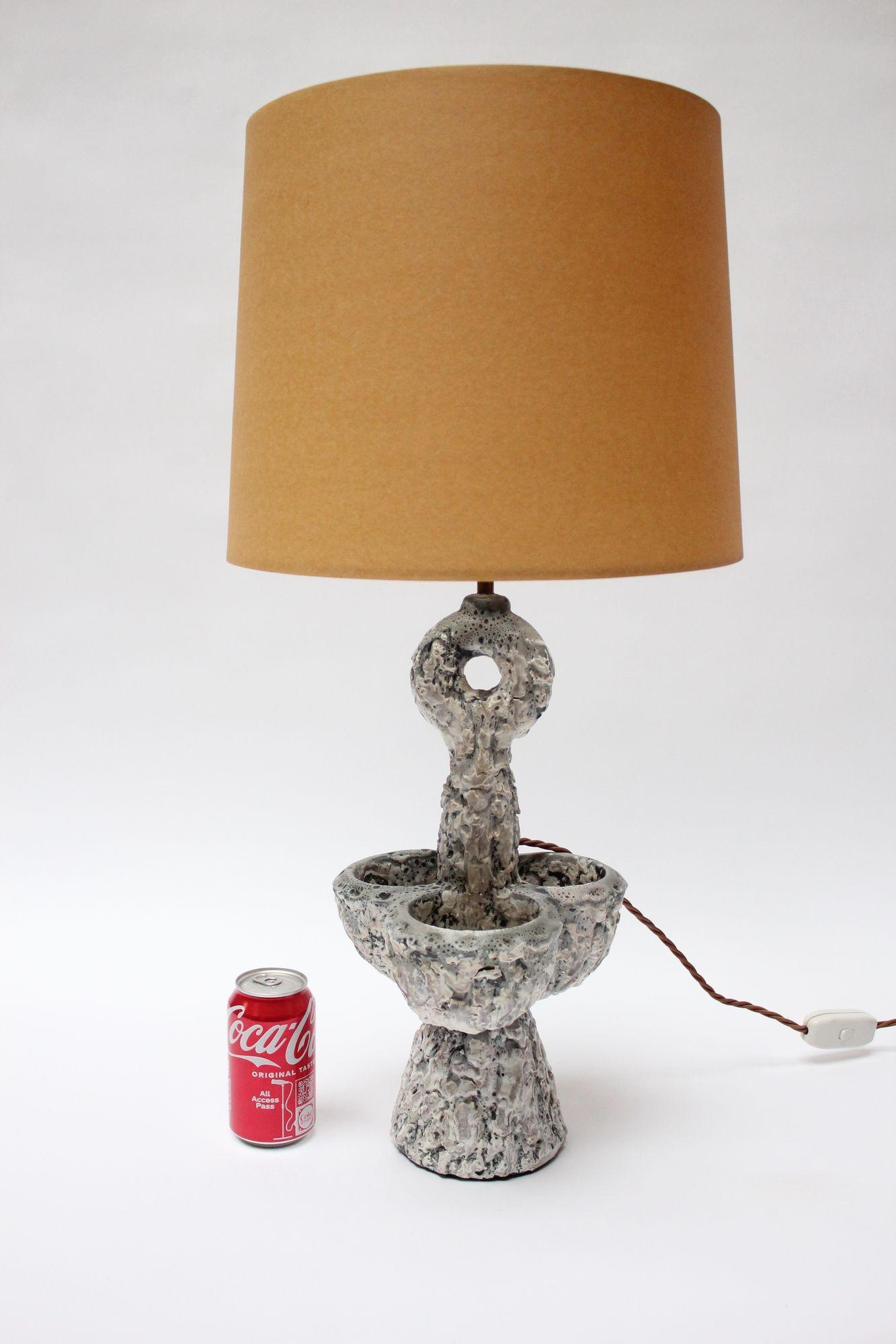 Sculptural French Fat Lava Ceramic Table Lamp by Louis Giraud, Vallauris France For Sale 1