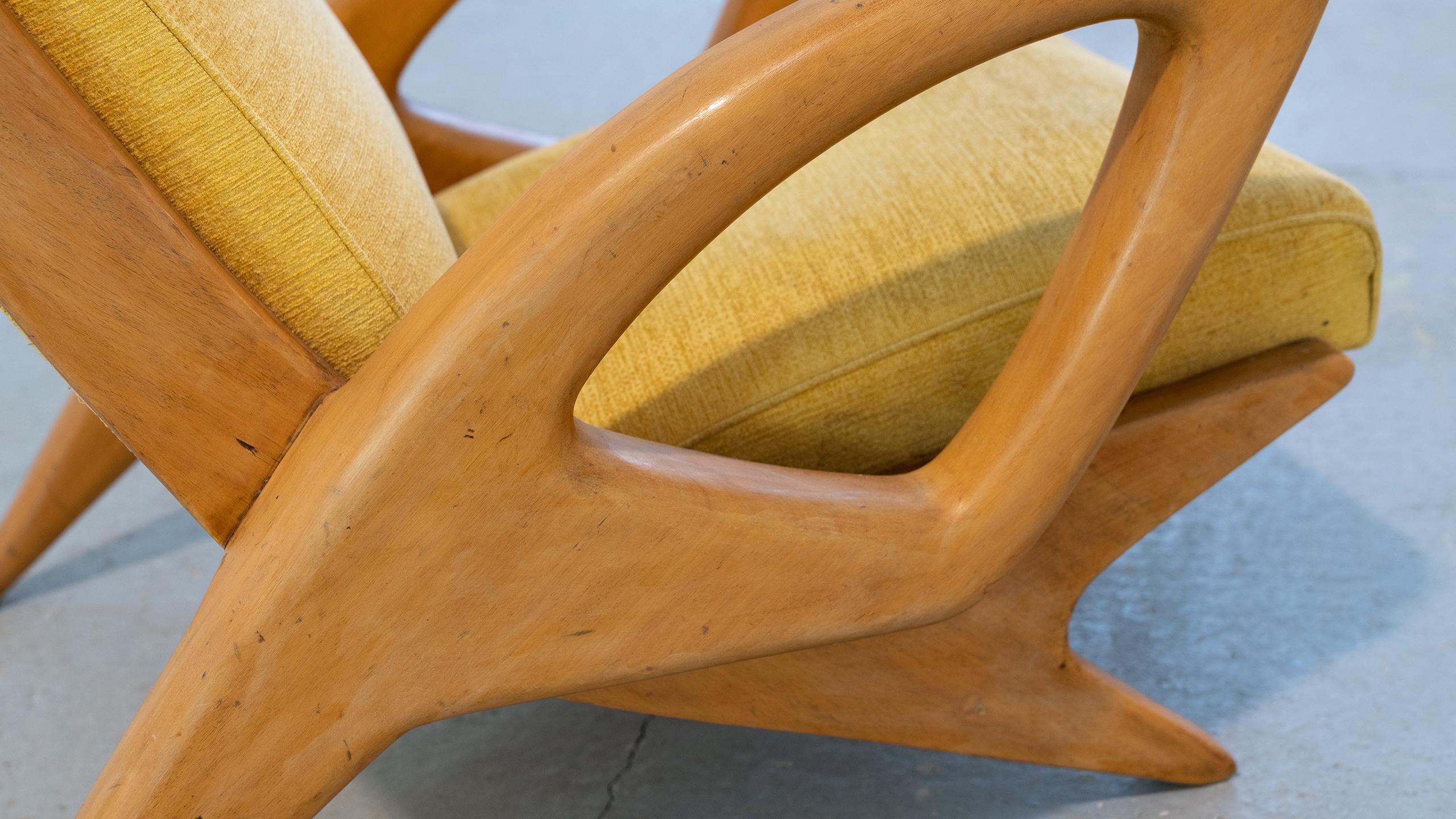 Sculptural French Lounge Chair in Elm circa 1960 Paris France Mid-Century Modern 7