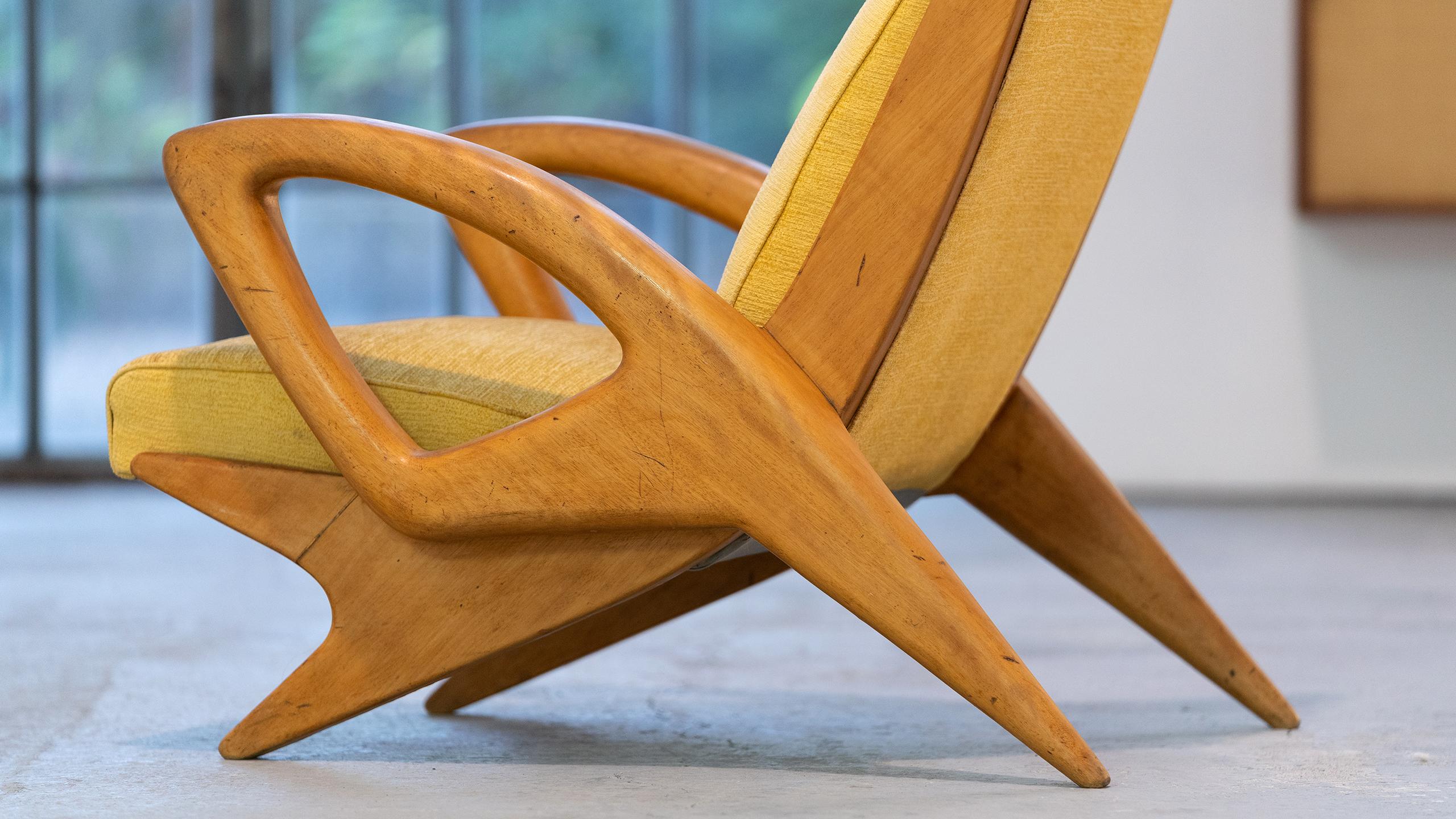 Sculptural French Lounge Chair in Elm circa 1960 Paris France Mid-Century Modern 13