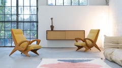 Sculptural French Lounge Chair in Elm circa 1960 Paris France Mid-Century Modern