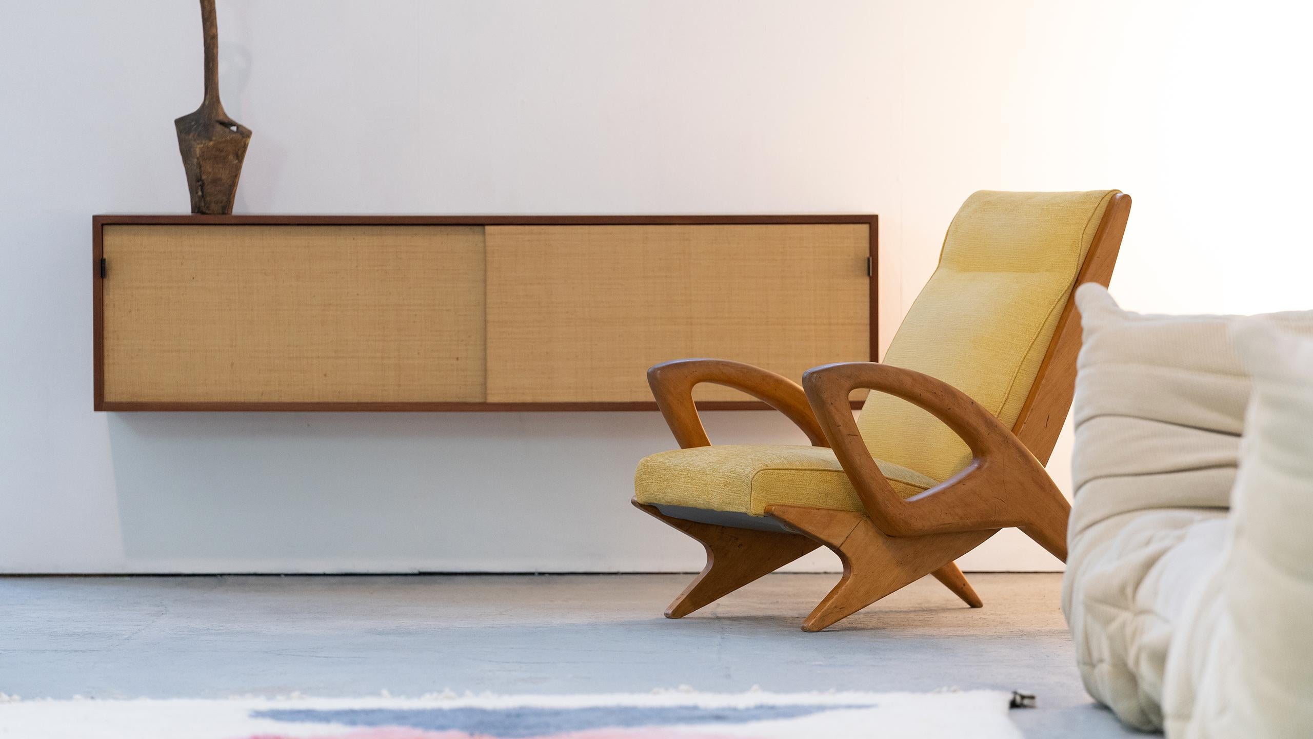 Mid-20th Century Sculptural French Lounge Chair in Elm circa 1960 Paris France Mid-Century Modern