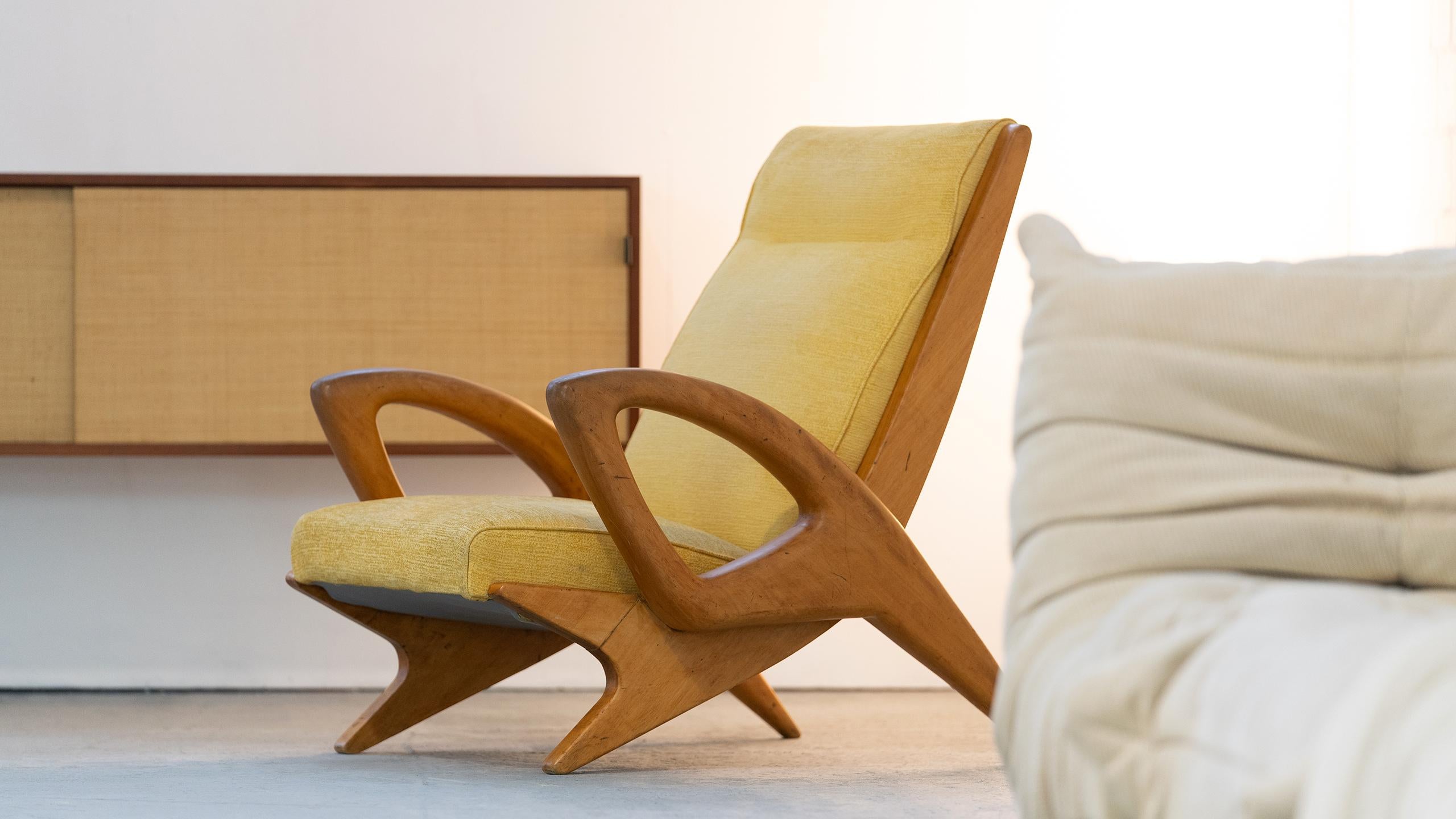 Sculptural French Lounge Chair in Elm circa 1960 Paris France Mid-Century Modern 1