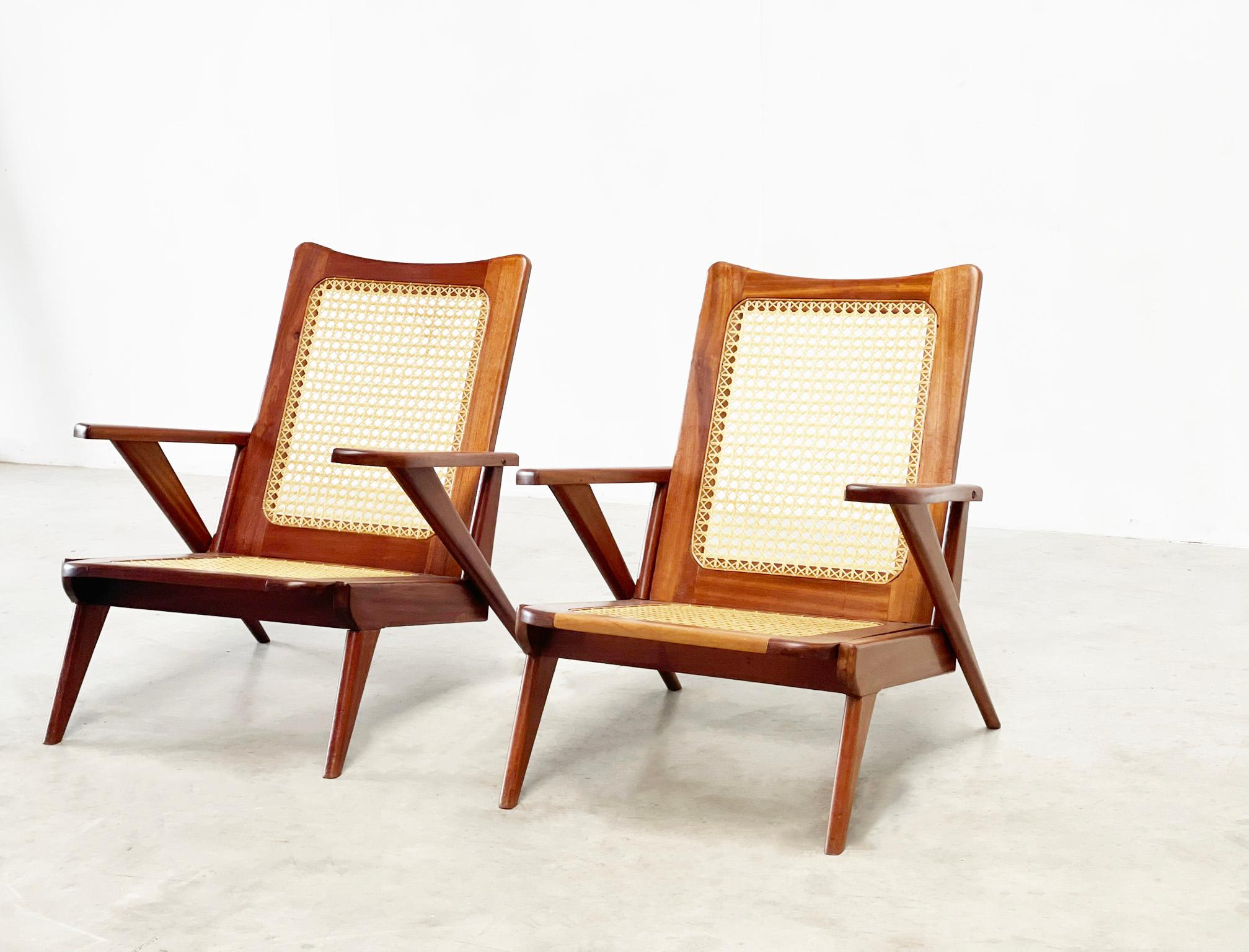French Sculptural french lounge chairs 1950's. For Sale