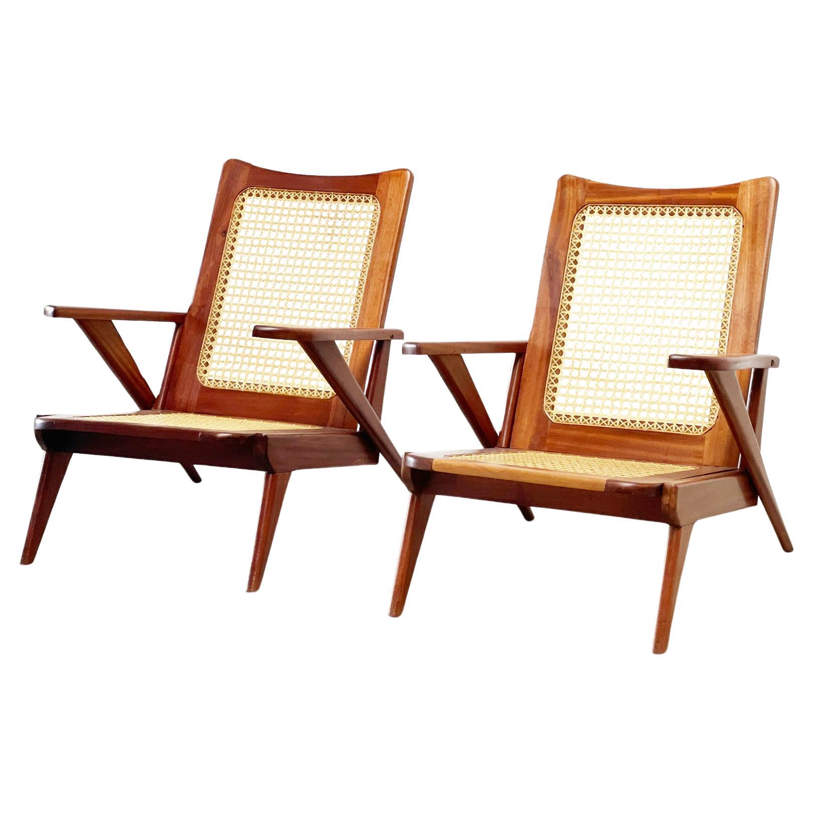 Sculptural french lounge chairs 1950's. For Sale