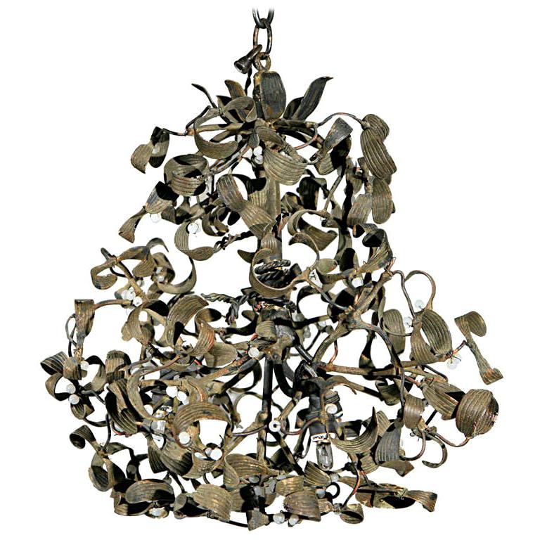 Sculptural French Mistletoe Light Fixture For Sale