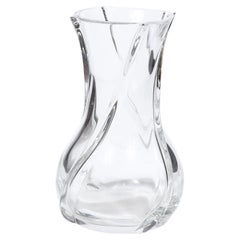 Sculptural French Modernist "Twist" Transluscent Crystal Vase signed Baccarat