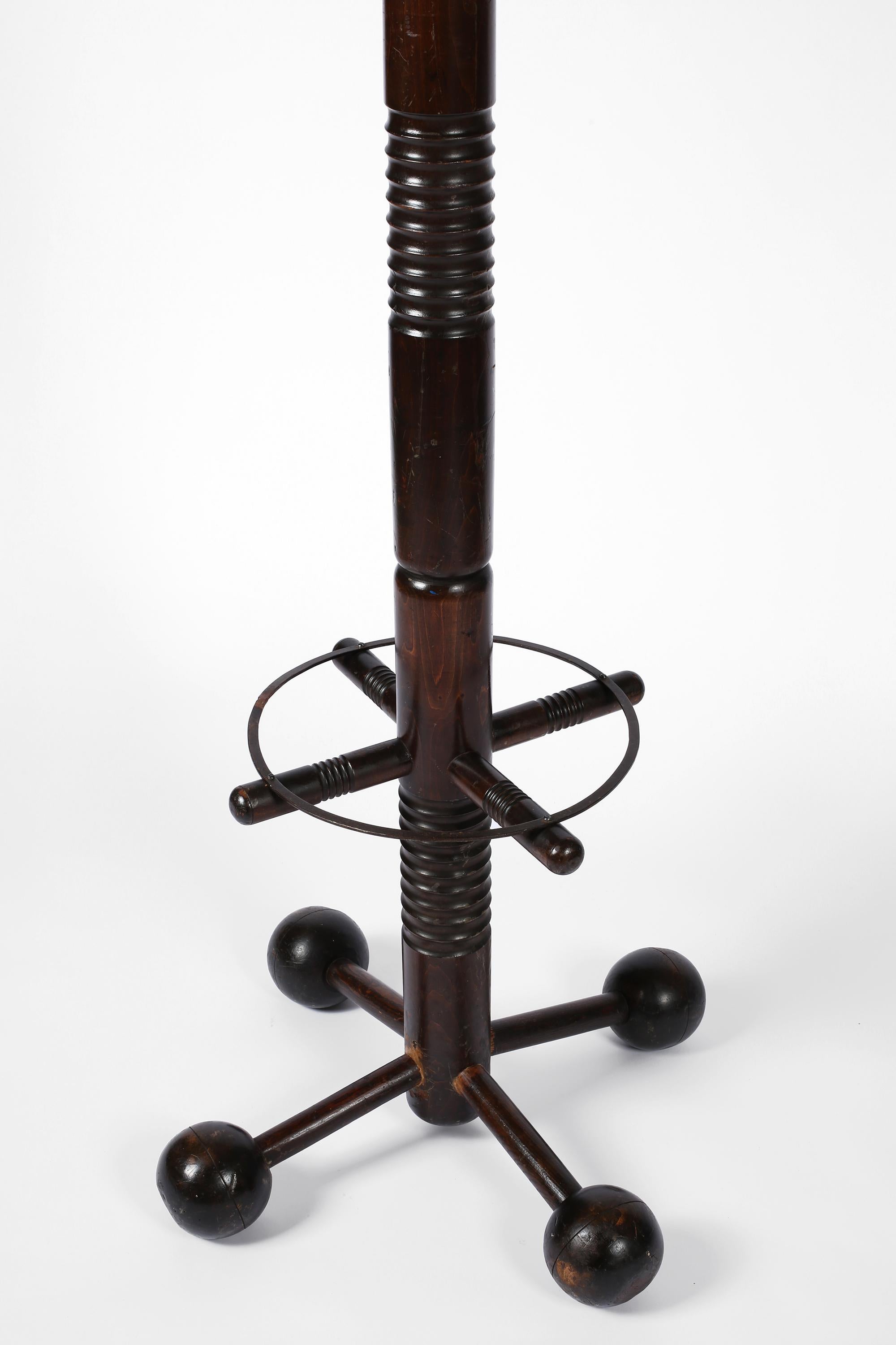 Turned Sculptural French Oak Coat Stand by Charles Dudouyt c. 1940