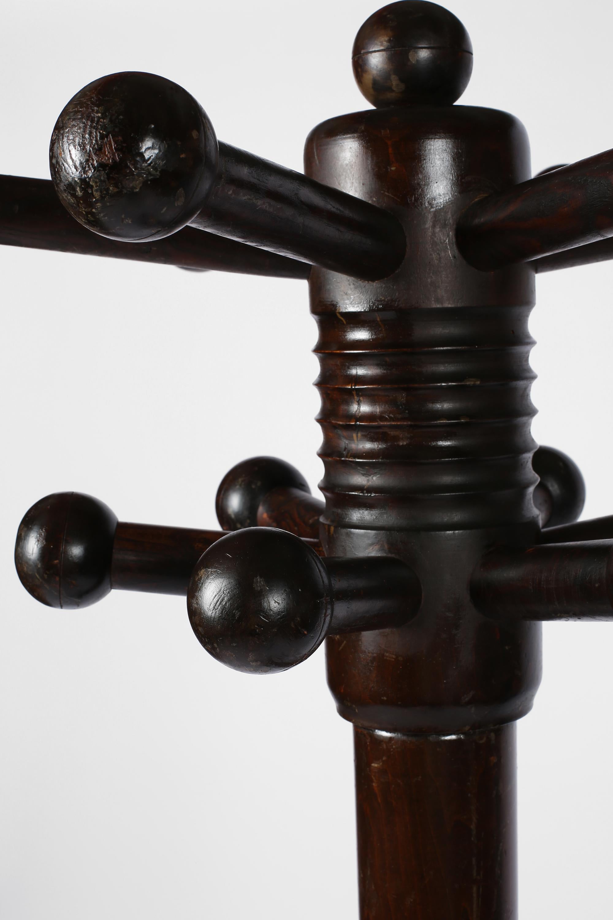 Sculptural French Oak Coat Stand by Charles Dudouyt c. 1940 In Good Condition In London, GB