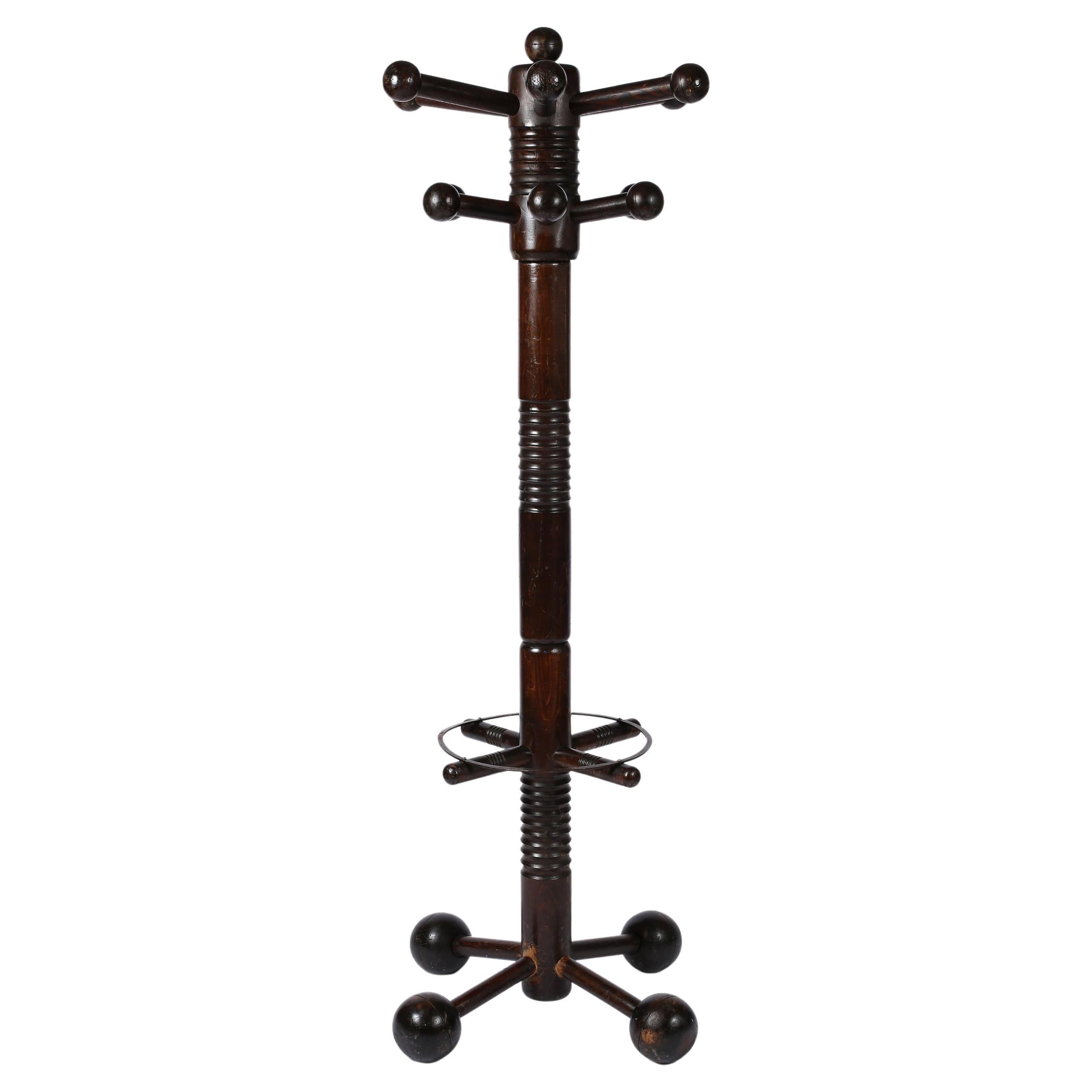 Sculptural French Oak Coat Stand by Charles Dudouyt c. 1940