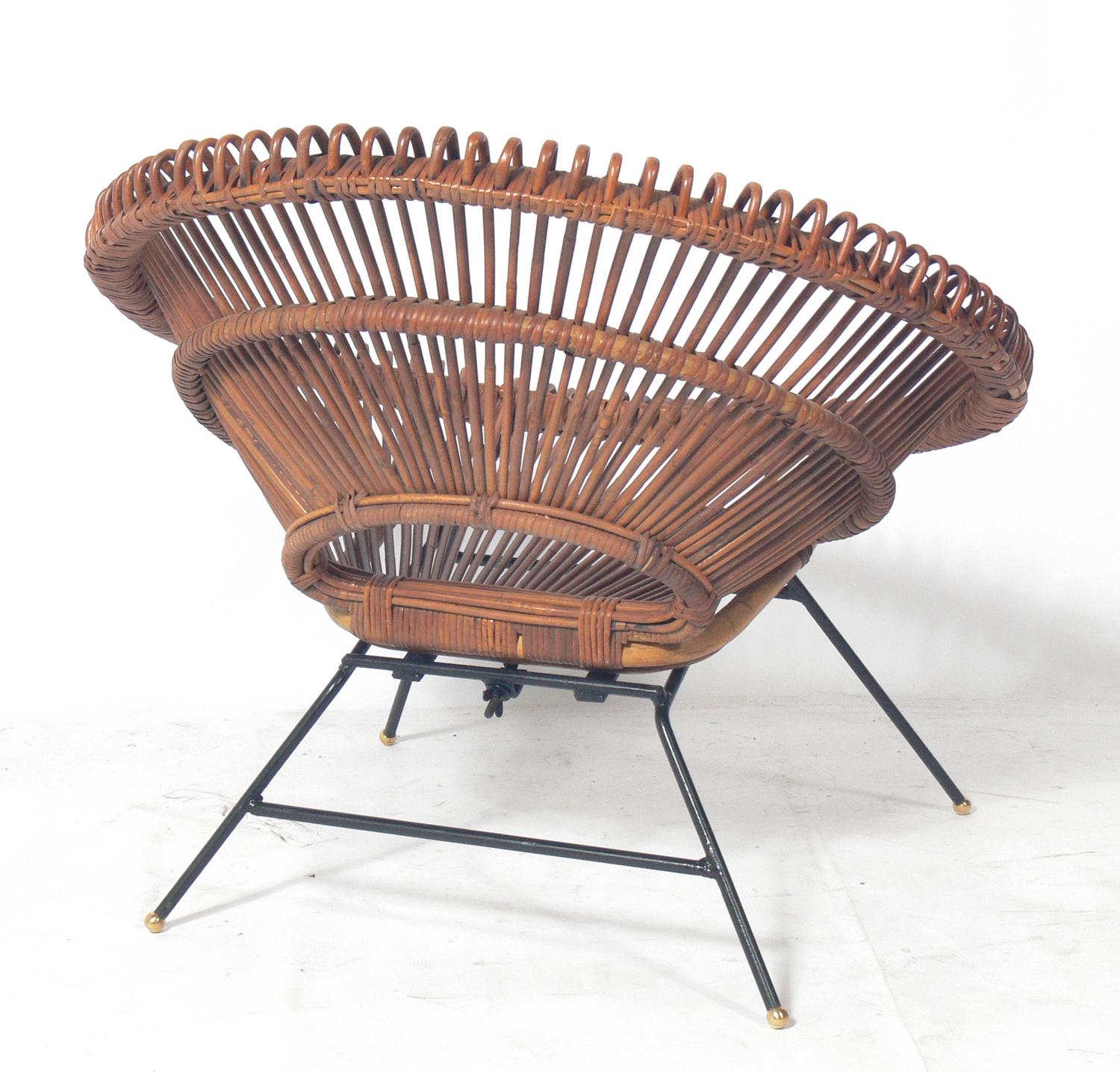 Sculptural French Rattan and Iron Chairs by Dirk Jan Rol In Good Condition In Atlanta, GA