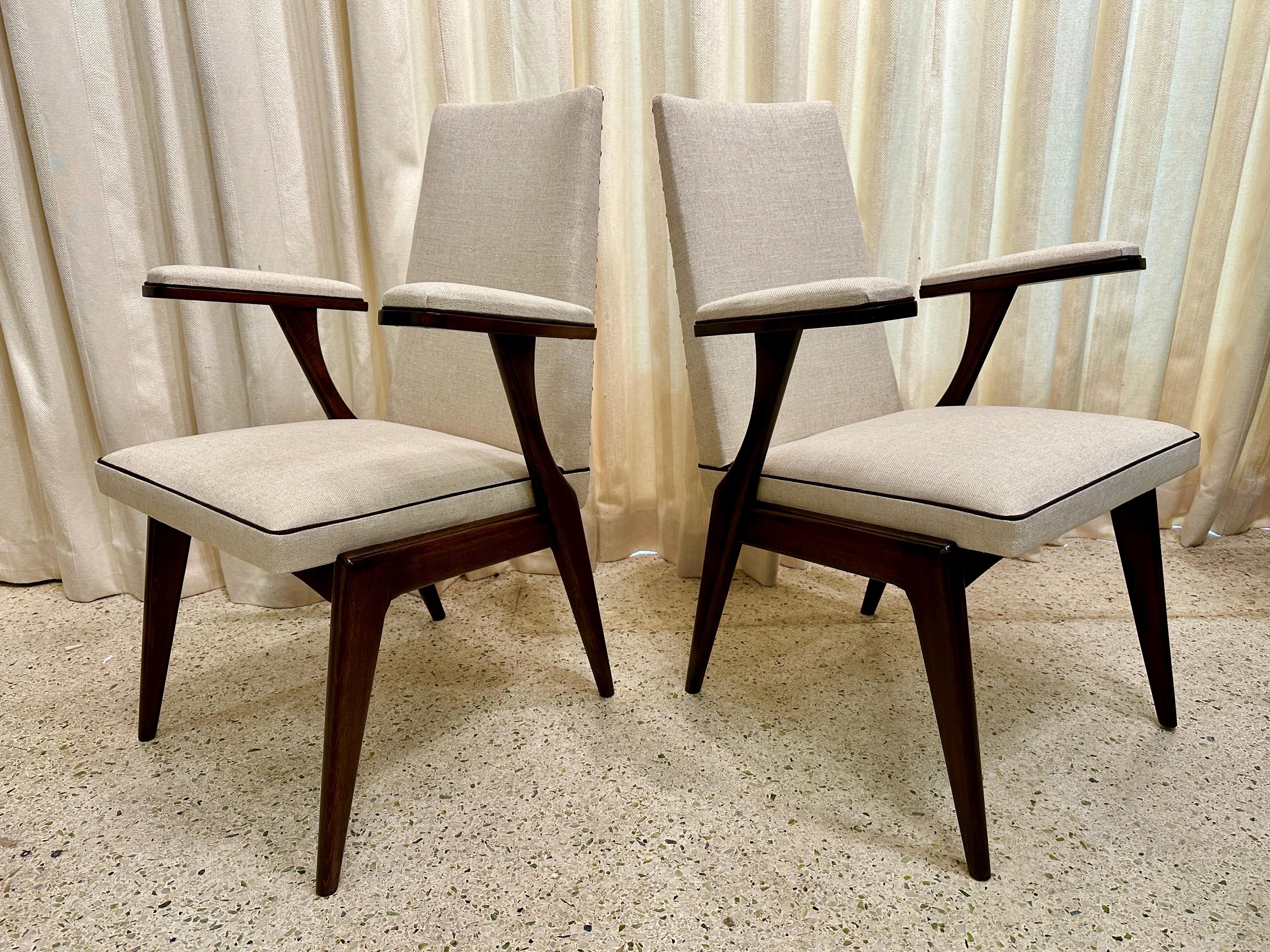 Sculptural French Walnut Side Chairs, Pair For Sale 5