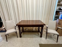 Sculptural French Walnut Side Chairs, Pair