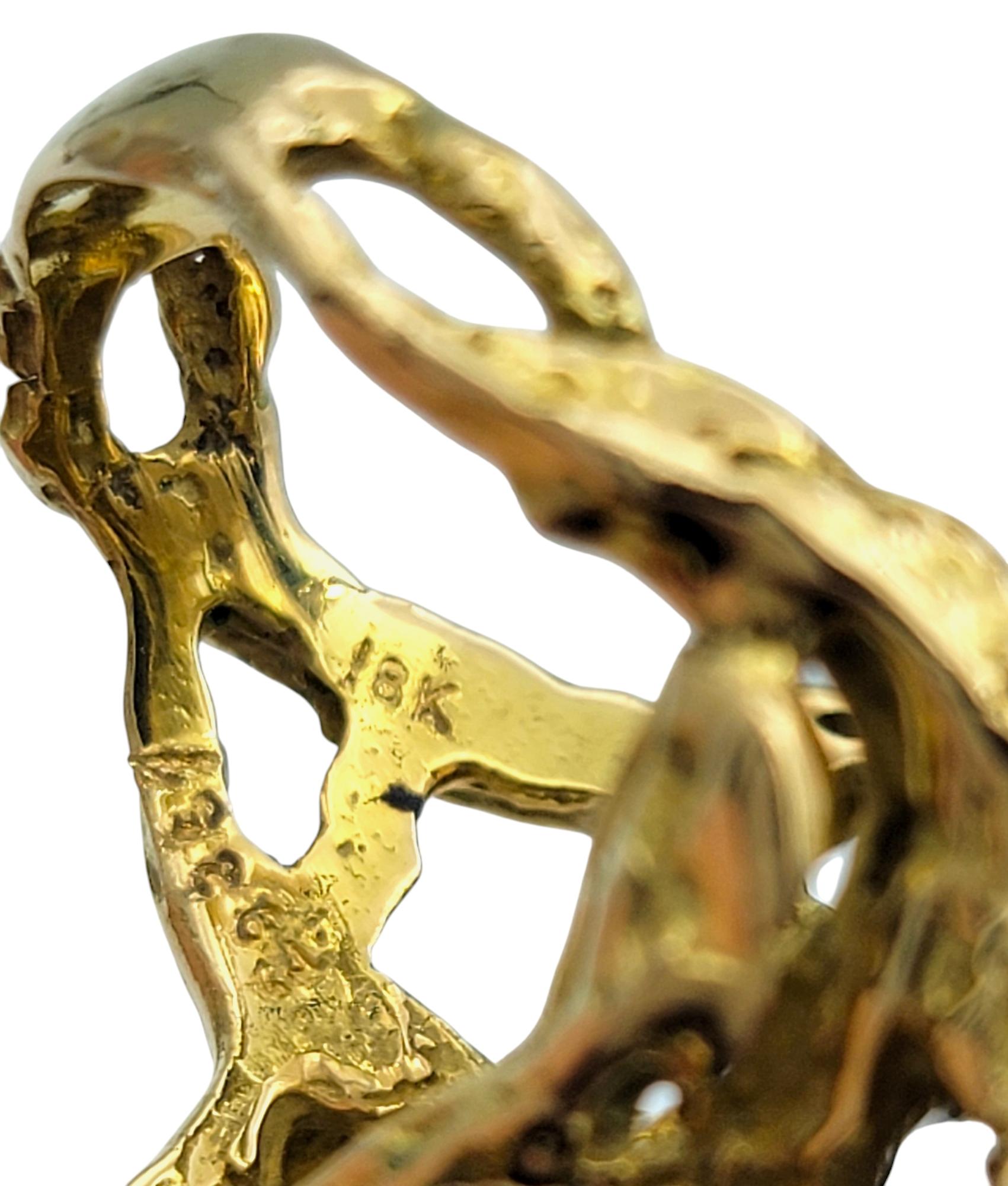 Sculptural Freshwater Pearl and Enamel Snake Cocktail Ring in 18 Karat Gold For Sale 1