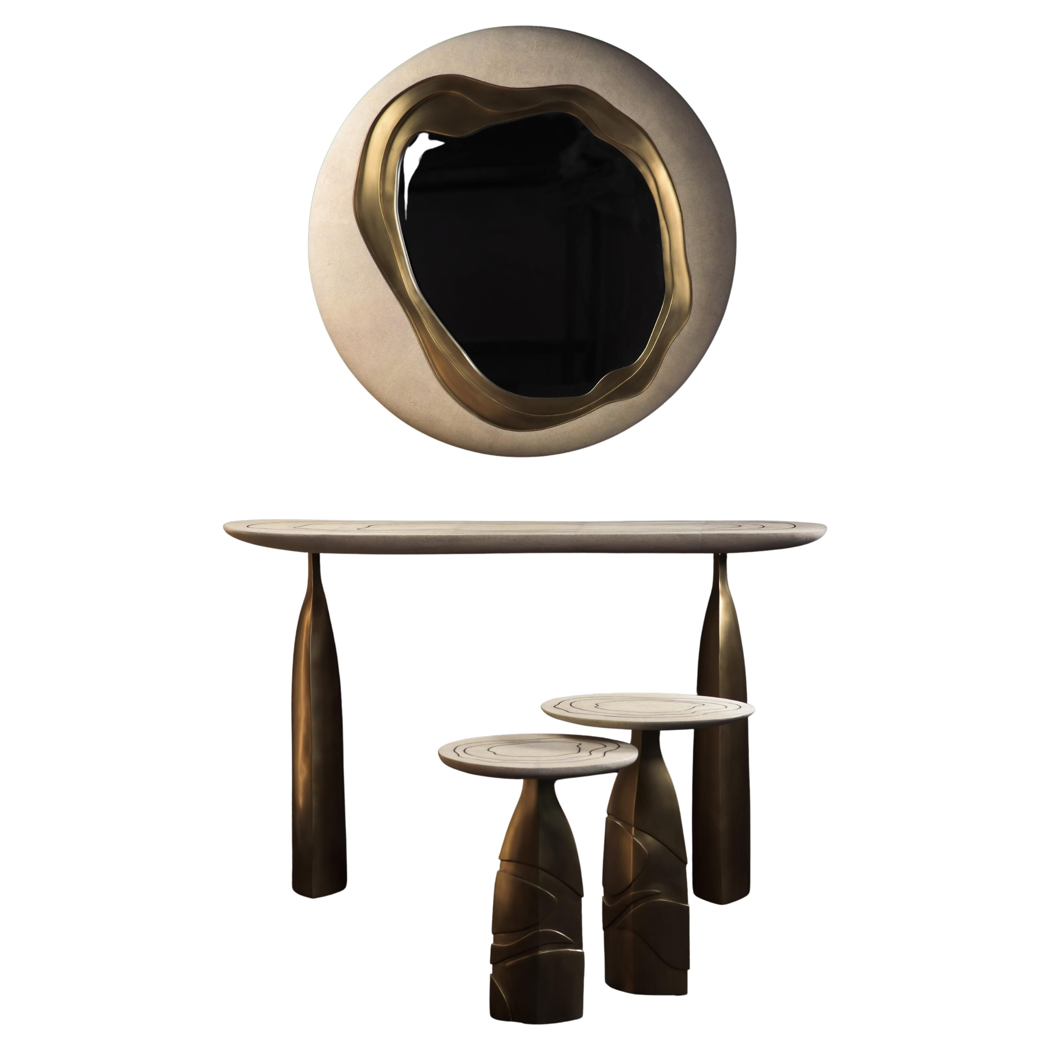 Sculptural Furniture Collection in Shagreen and Brass by Patrick Coard Paris For Sale