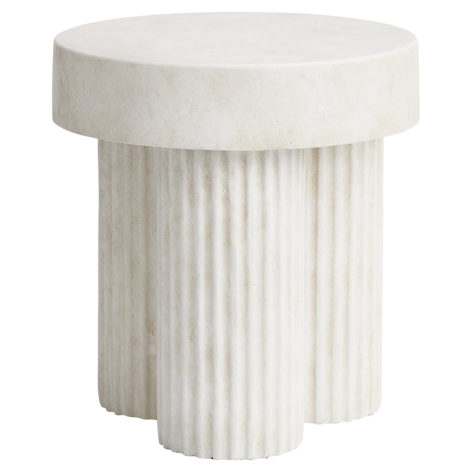 Sculptural Gear Side Table in Chalk For Sale