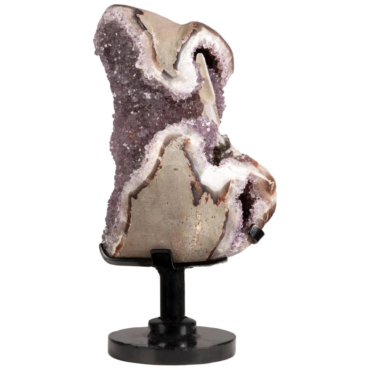 Sculptural Geode Heart with Amethyst and Druze, Agate, White Quartz and Calcite For Sale