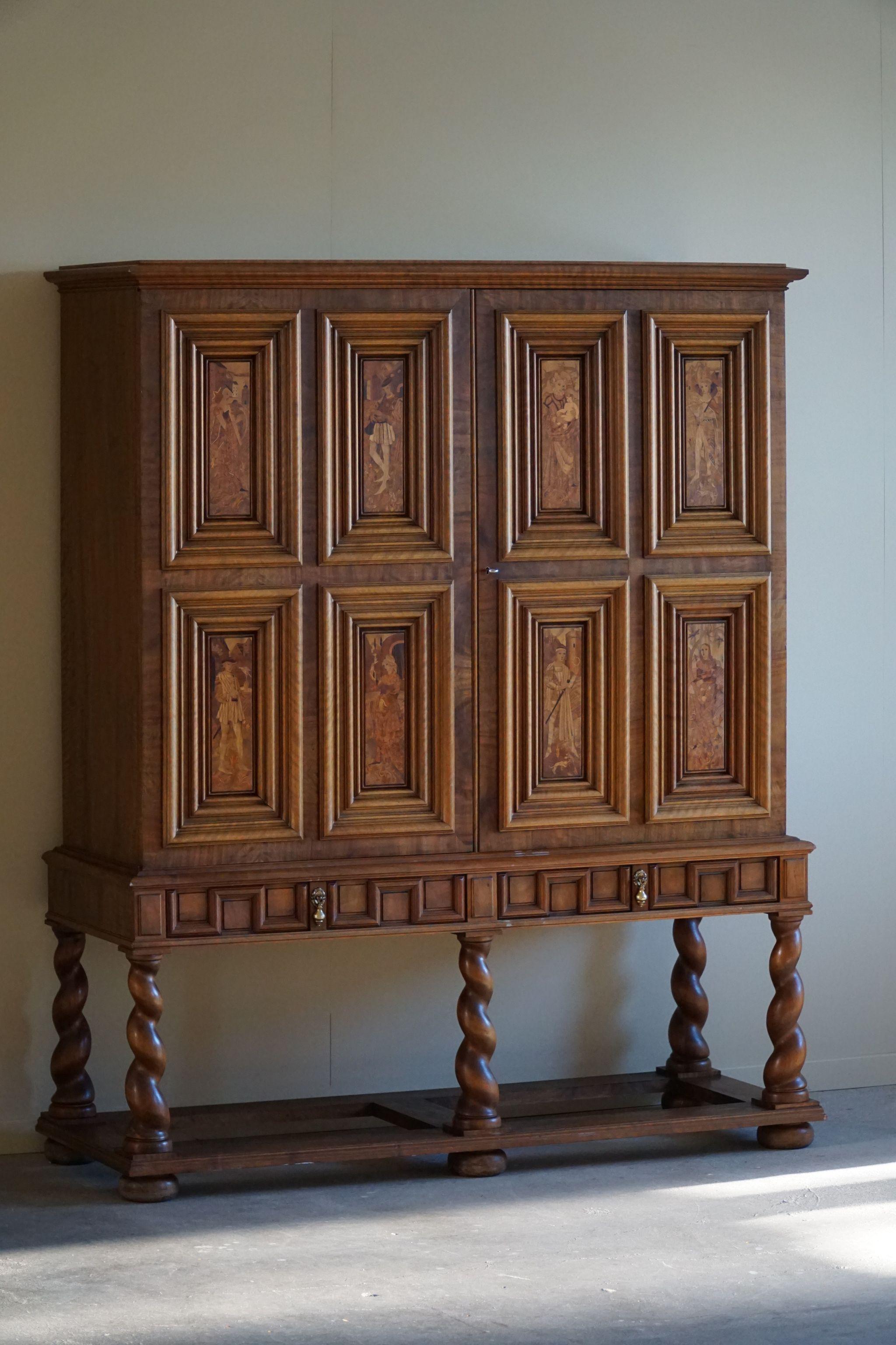 Sculptural Geometric Cabinet in Birch & Intarsia, Swedish Grace, Modern, 1930s For Sale 11